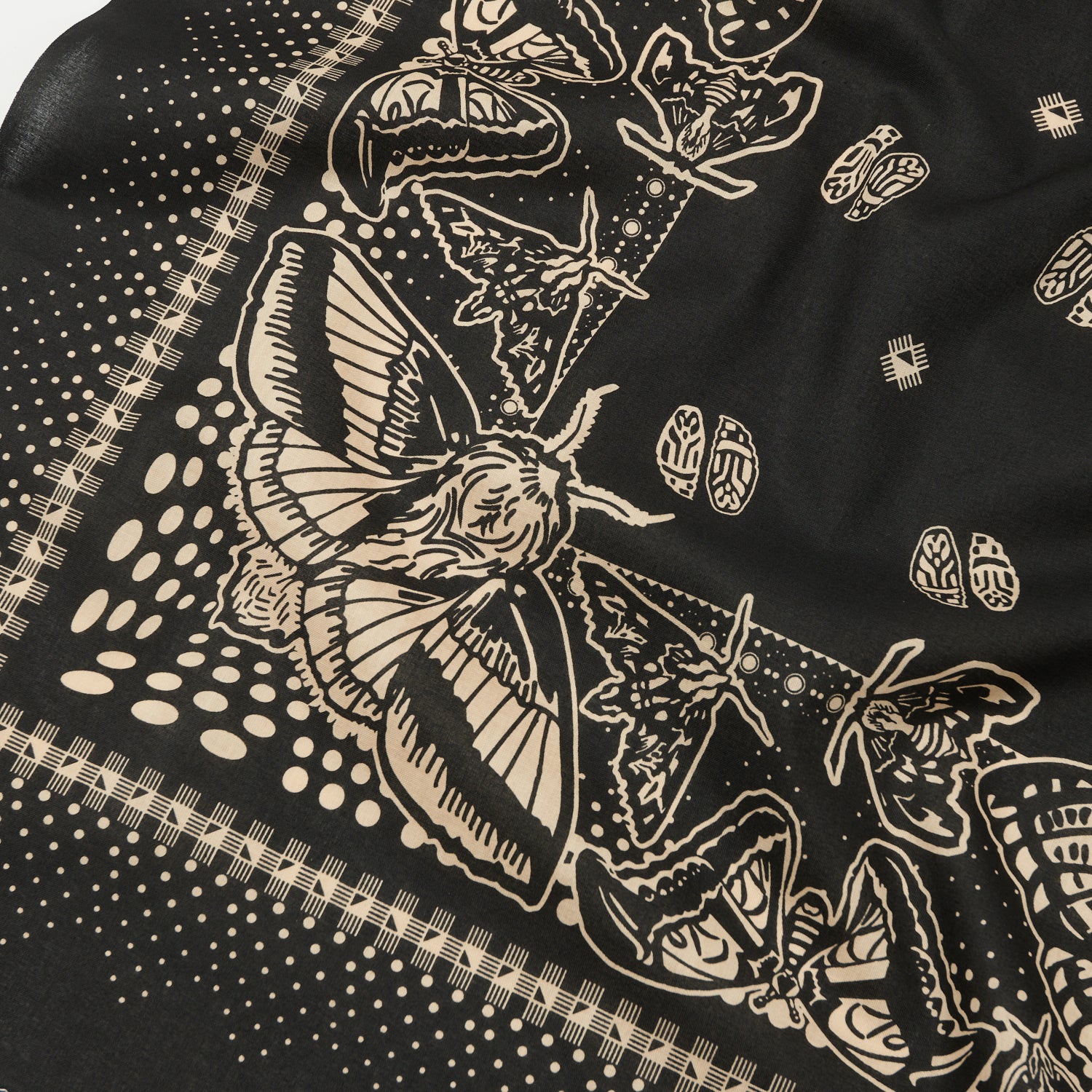 One Ear Brand 'Nighthings' (Moth) Bandana - Olive Black