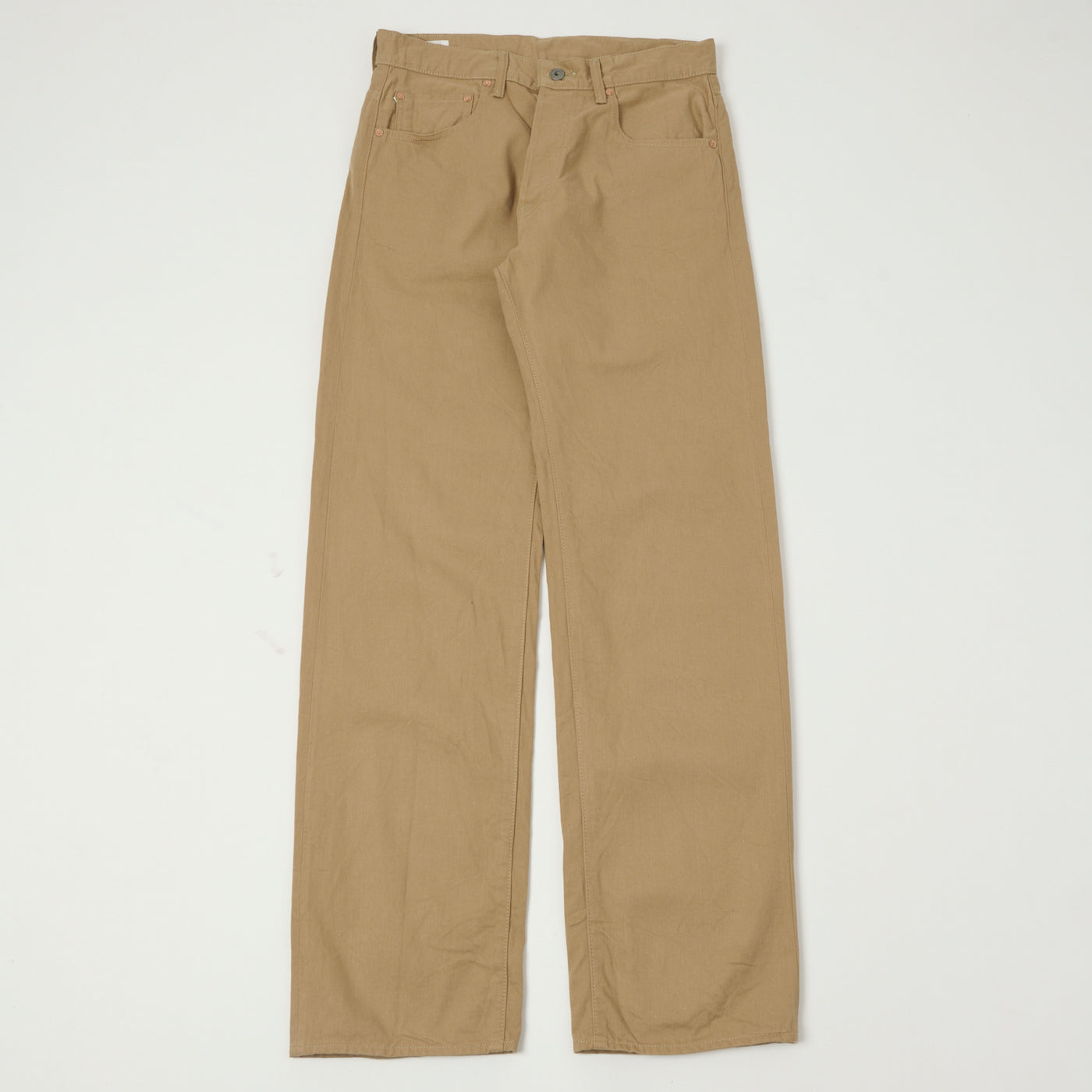 ONI Denim 022-SCKB 9.5oz Selvedge Chambray Wide Straight Chino - Khaki Beige