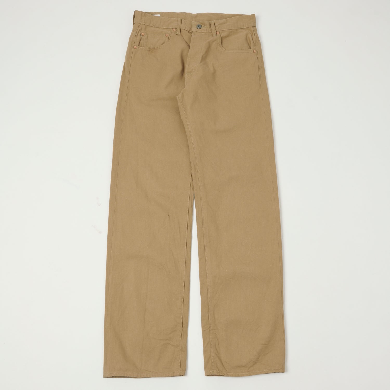 ONI Denim 022-SCKB 9.5oz Selvedge Chambray Wide Straight Chino - Khaki Beige
