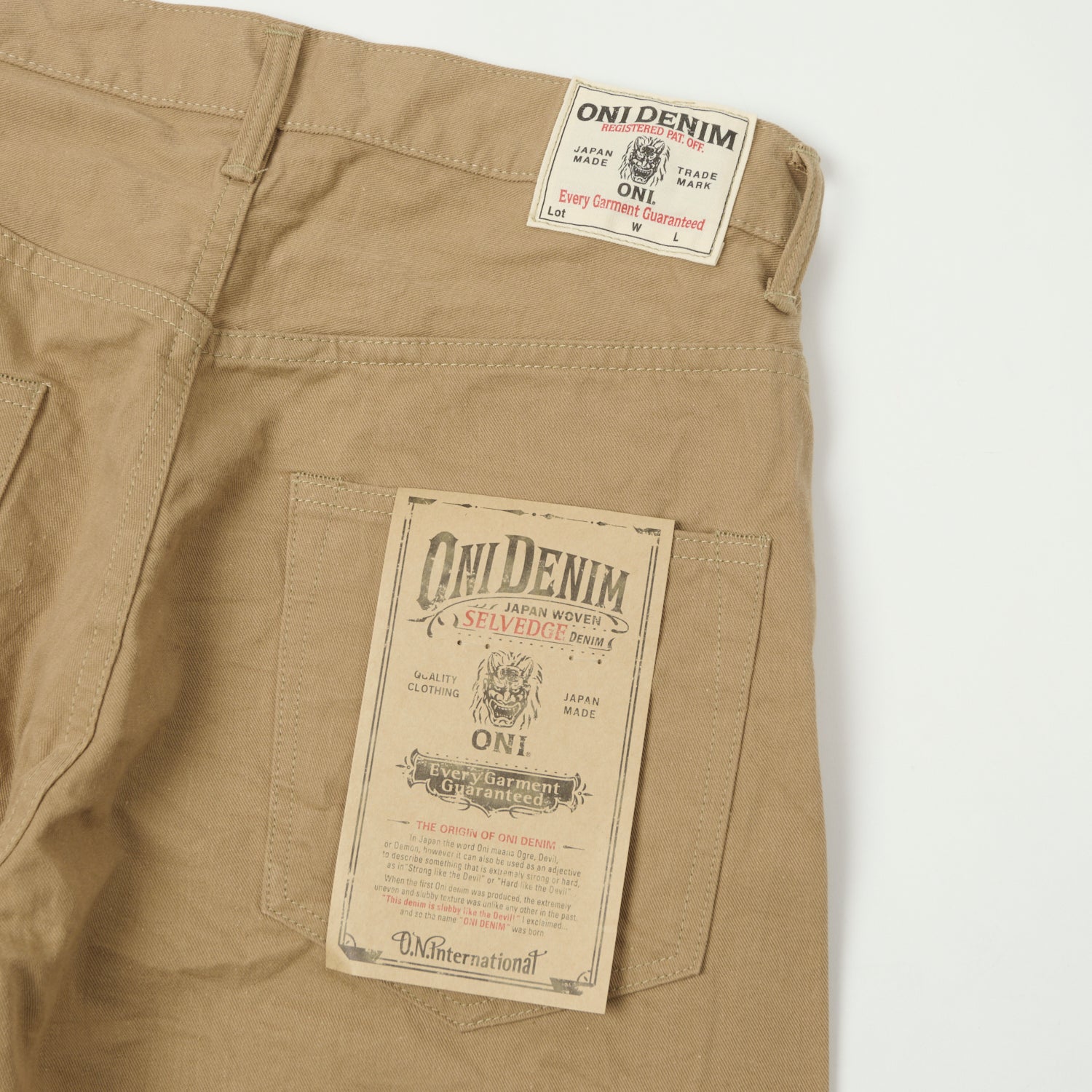 ONI Denim 022-SCKB 9.5oz Selvedge Chambray Wide Straight Chino - Khaki Beige