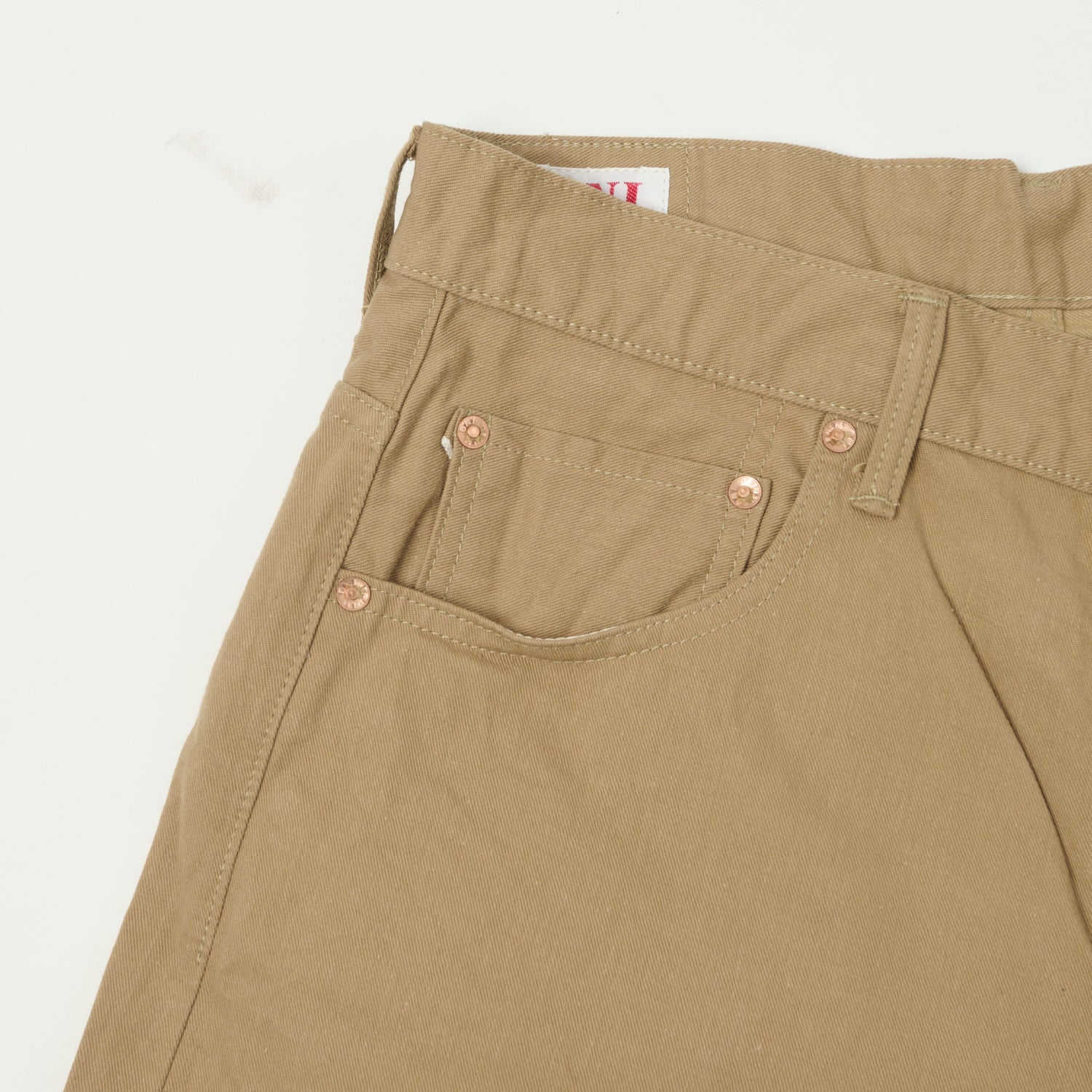 ONI Denim 022-SCKB 9.5oz Selvedge Chambray Wide Straight Chino - Khaki Beige