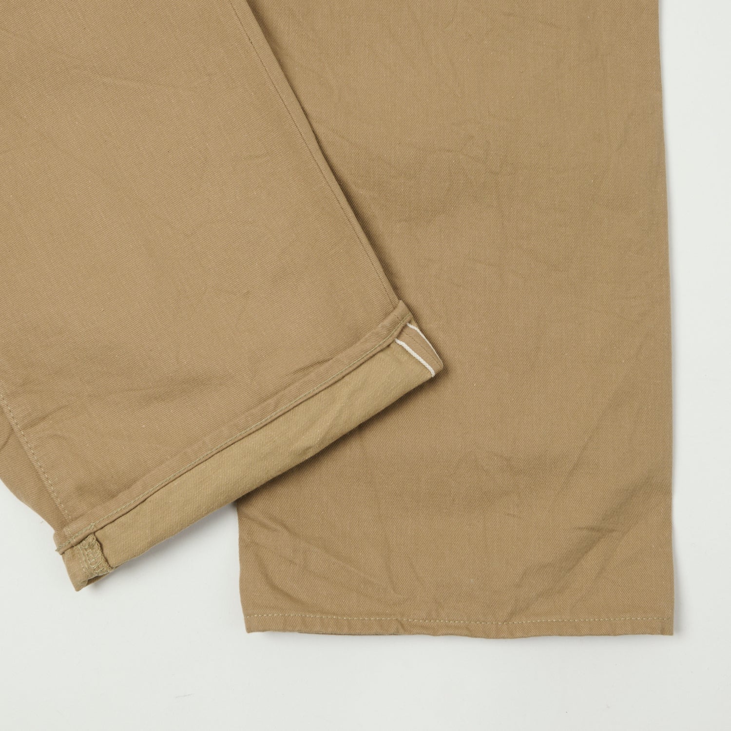 ONI Denim 022-SCKB 9.5oz Selvedge Chambray Wide Straight Chino - Khaki Beige