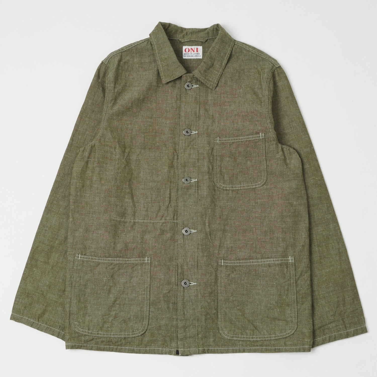 ONI Denim 03101-HCKOL 8.3oz Heavy Chambray Coverall Jacket - Khaki Olive One Wash