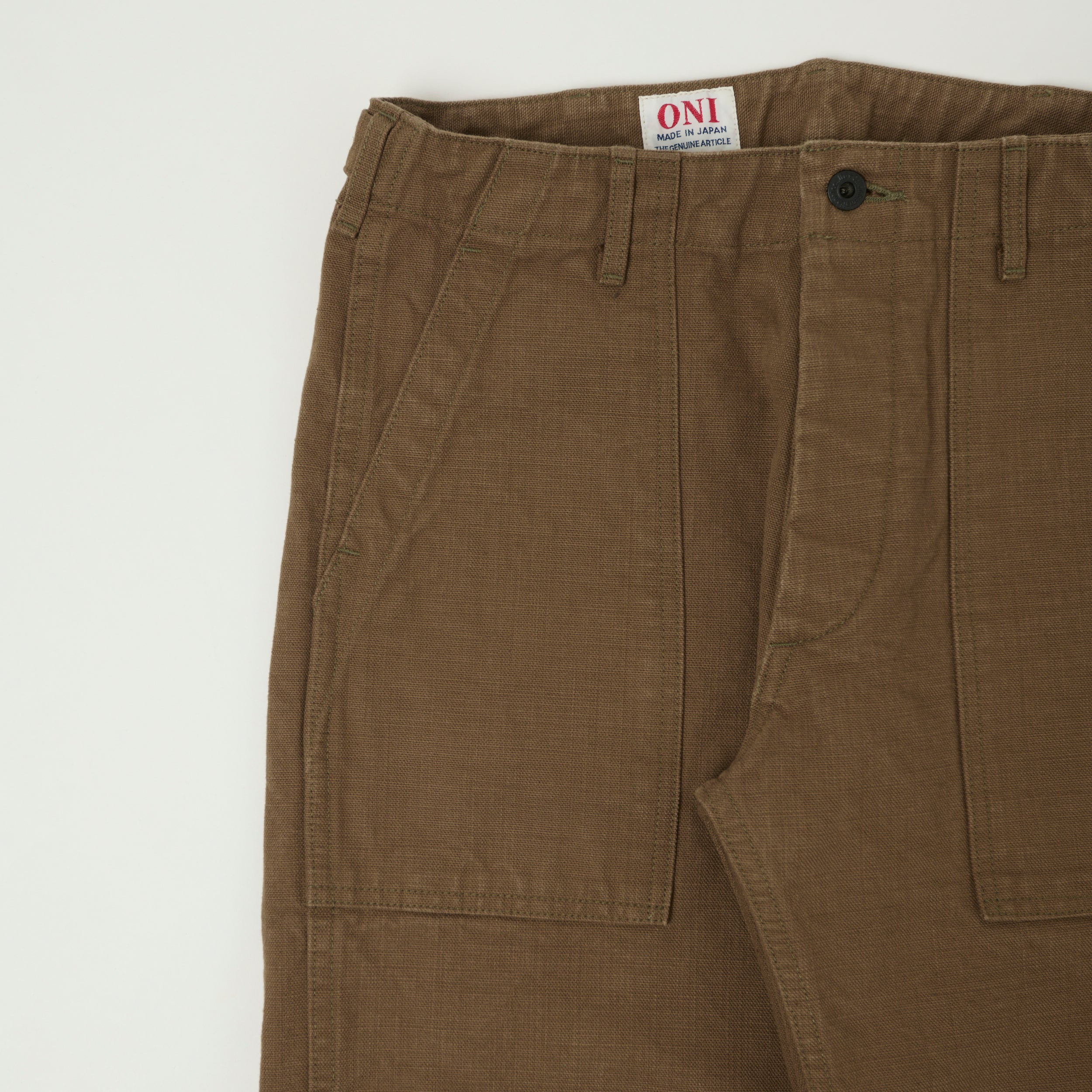 ONI Denim 207HOX-BRK 13oz Sulfur Dyed Canvas Baker Trousers - Brown Khaki