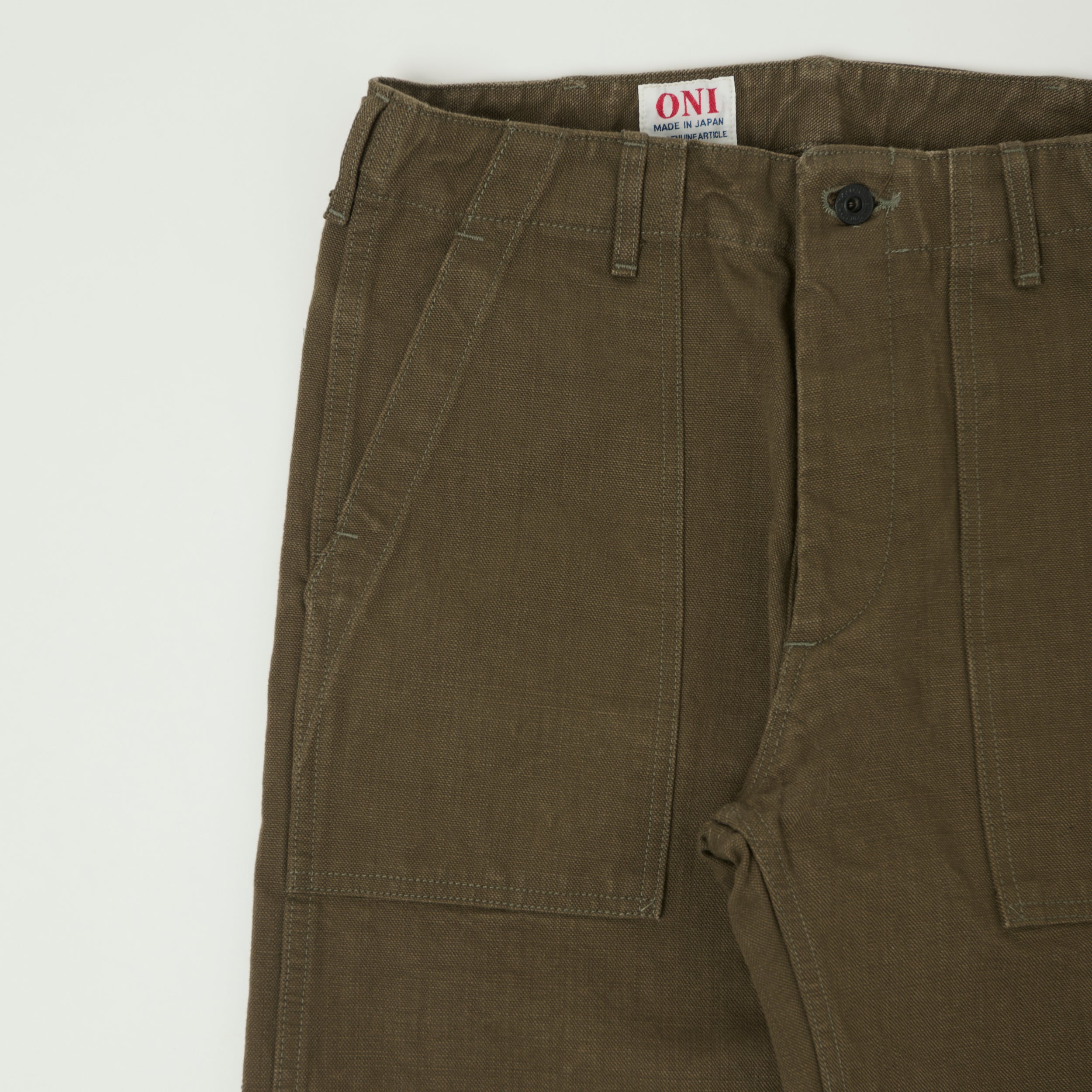 ONI Denim 207HOX-OLB 13oz Sulfur Dyed Canvas Baker Trousers - Olive Brown
