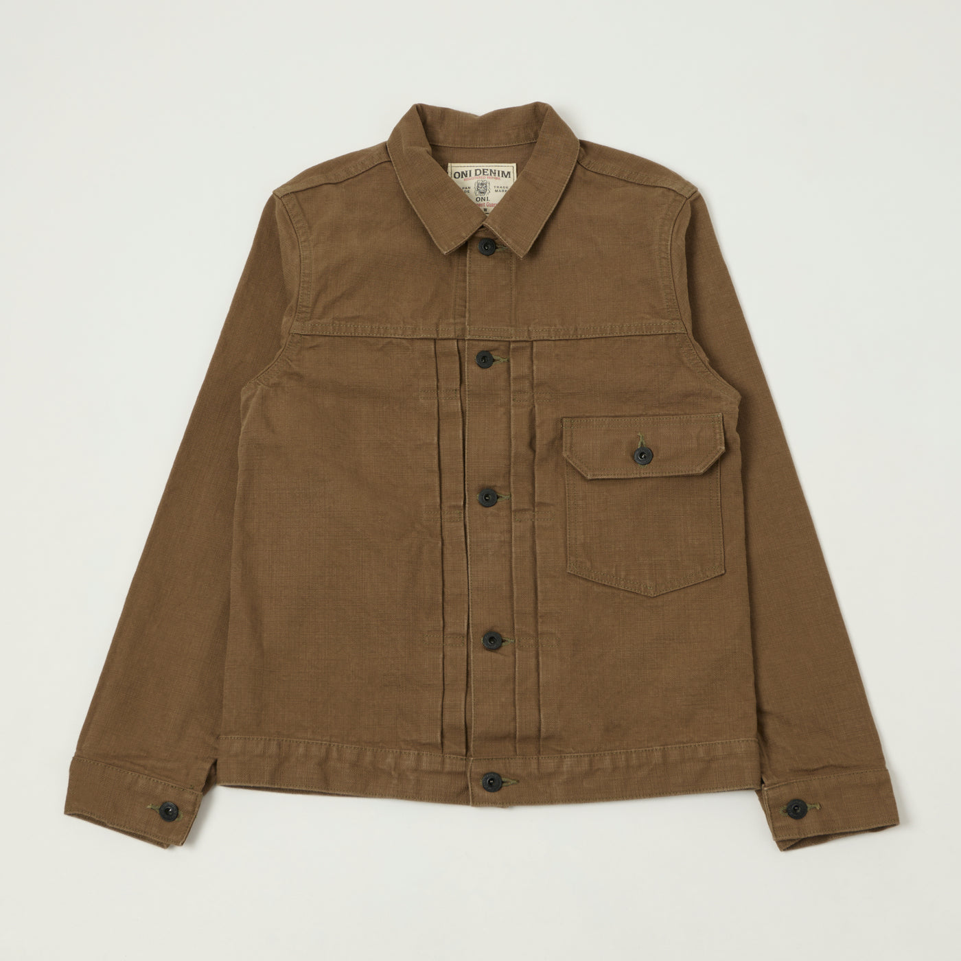 ONI Denim 01507-HOX-OLB 13oz Sulfur Dyed Canvas Type I Denim Jacket - Brown Khaki