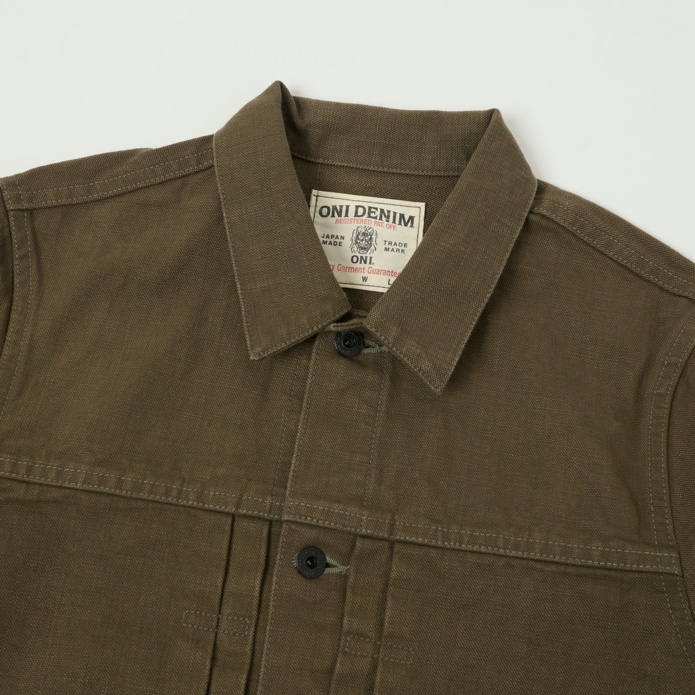 ONI Denim 01507-HOX-BRK 13oz Sulfur Dyed Canvas Type I Denim Jacket - Olive Brown