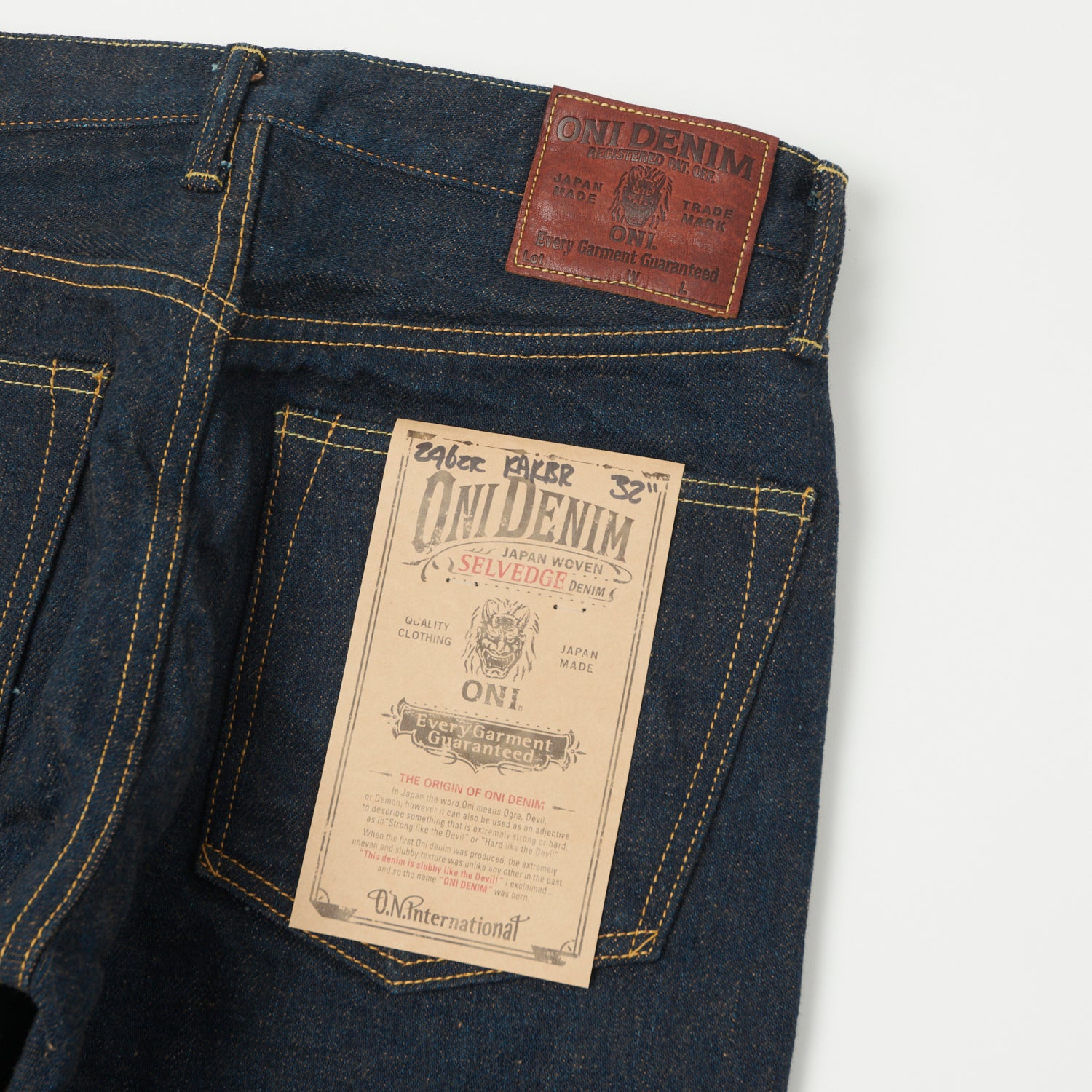 ONI Denim 246ZR-KAKBR 20oz Secret Denim Relaxed Tapered Jean - One Wash