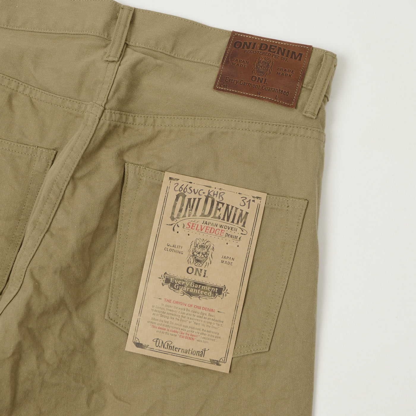 ONI Denim 266SVC-KHB Chino Cloth Regular Straight Jean - Khaki Beige