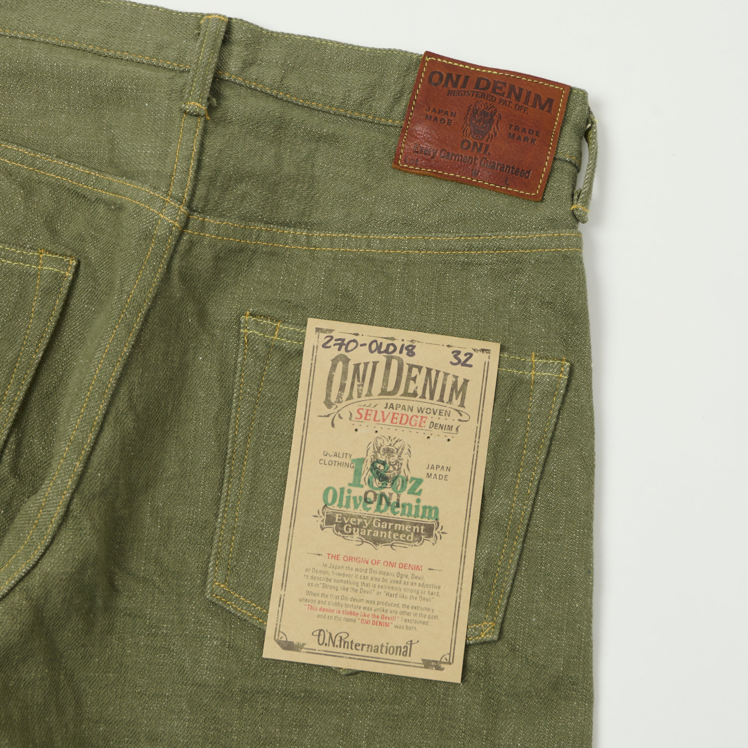 ONI Denim 270-OLD18 18oz Regular Straight Jean - Olive