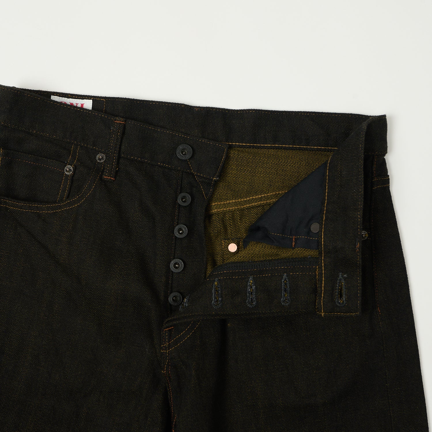 ONI Denim 246-BKOL 12.5oz Black x Olive Relaxed Tapered Jean - One Wash