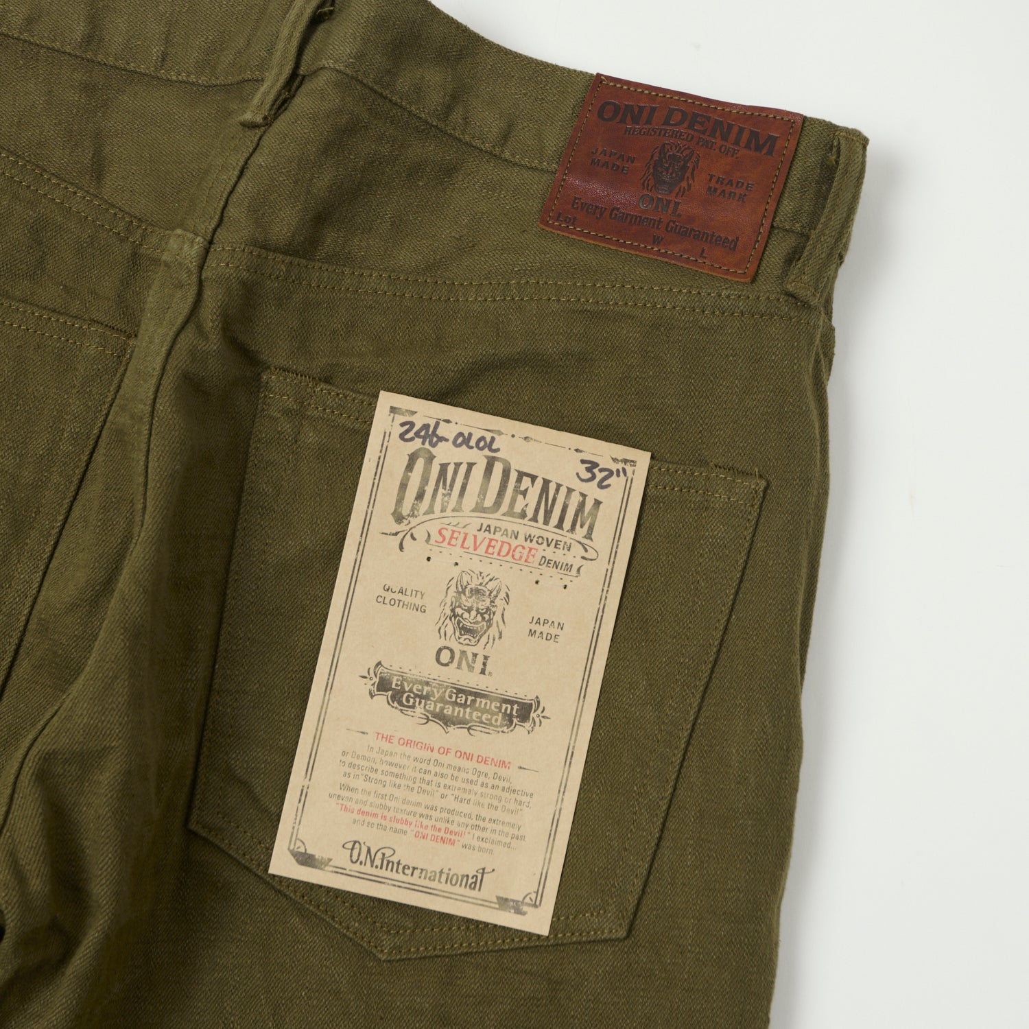 ONI Denim 246-OLOL 'Warp and Weft' 12oz Relaxed Tapered Jean - Olive One Wash