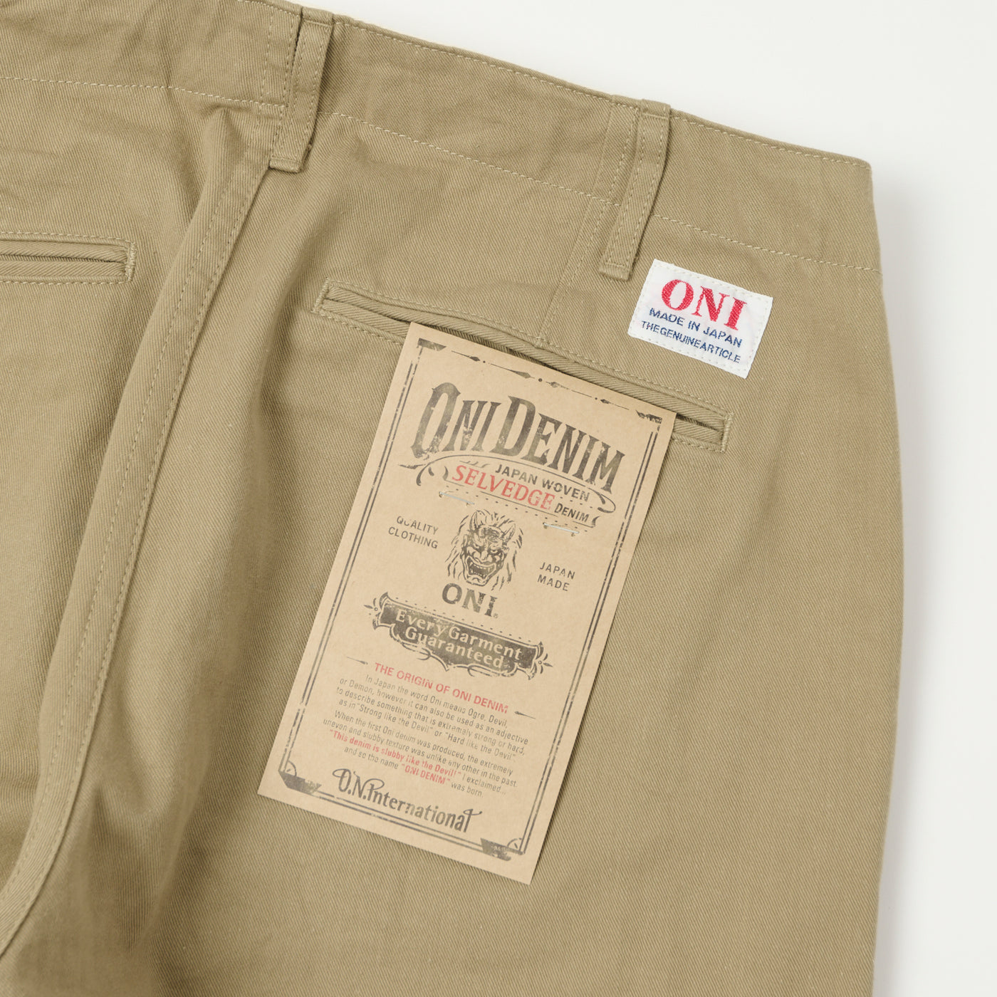 ONI Denim 737-SVC-KHB 9.5oz Selvedge Chino - Beige