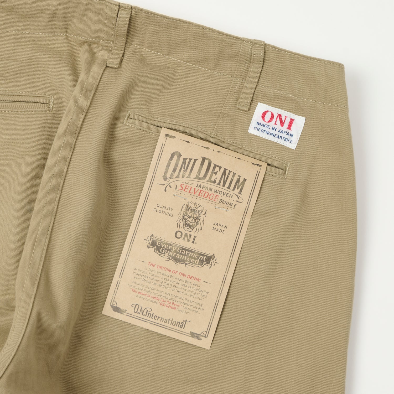 ONI Denim 737-SVC-KHB 9.5oz Selvedge Chino - Beige