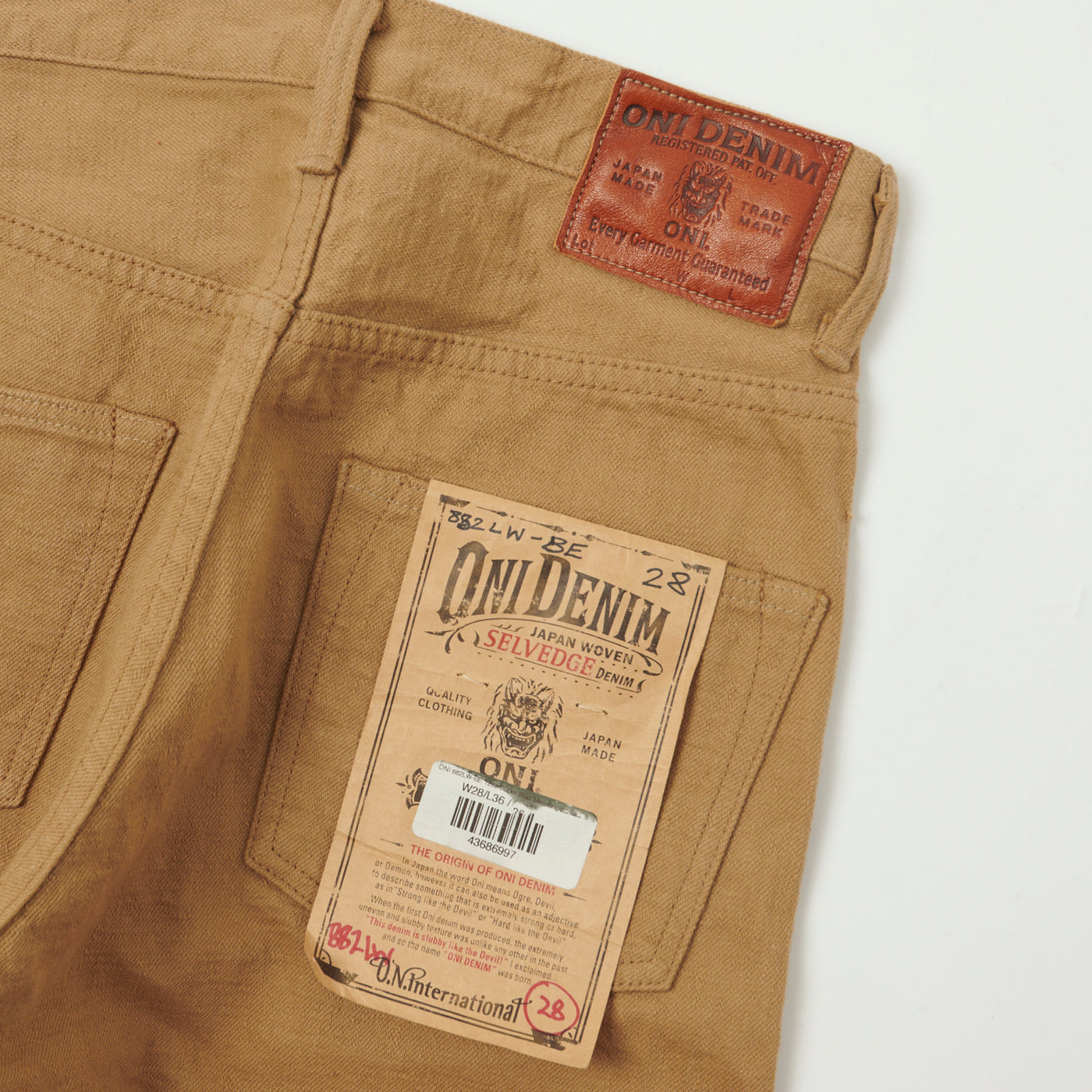 ONI Denim 882LW-BE 12oz Super Slab Messenger Regular Tapered Jean - Beige One Wash