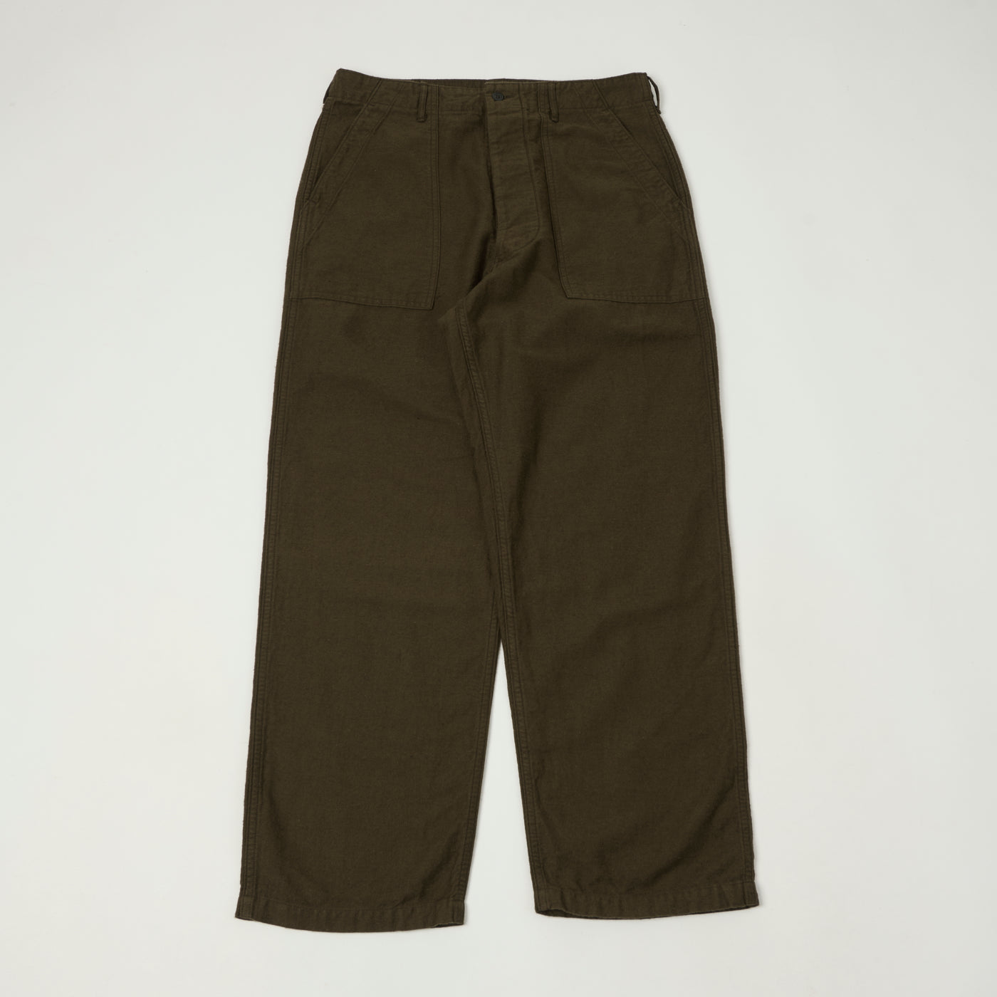 orSlow Brushed Cotton Linen Fatigue Pants - Coffee Brown