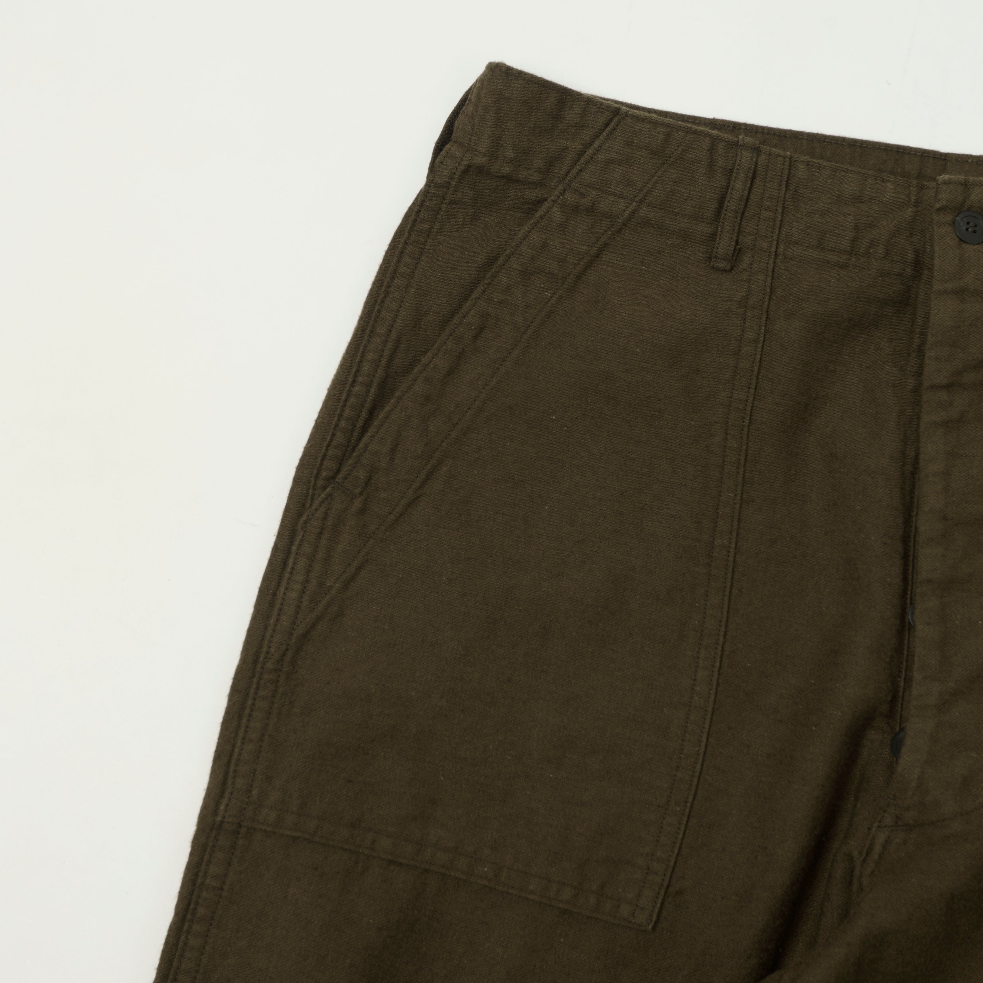 orSlow Brushed Cotton Linen Fatigue Pants - Coffee Brown