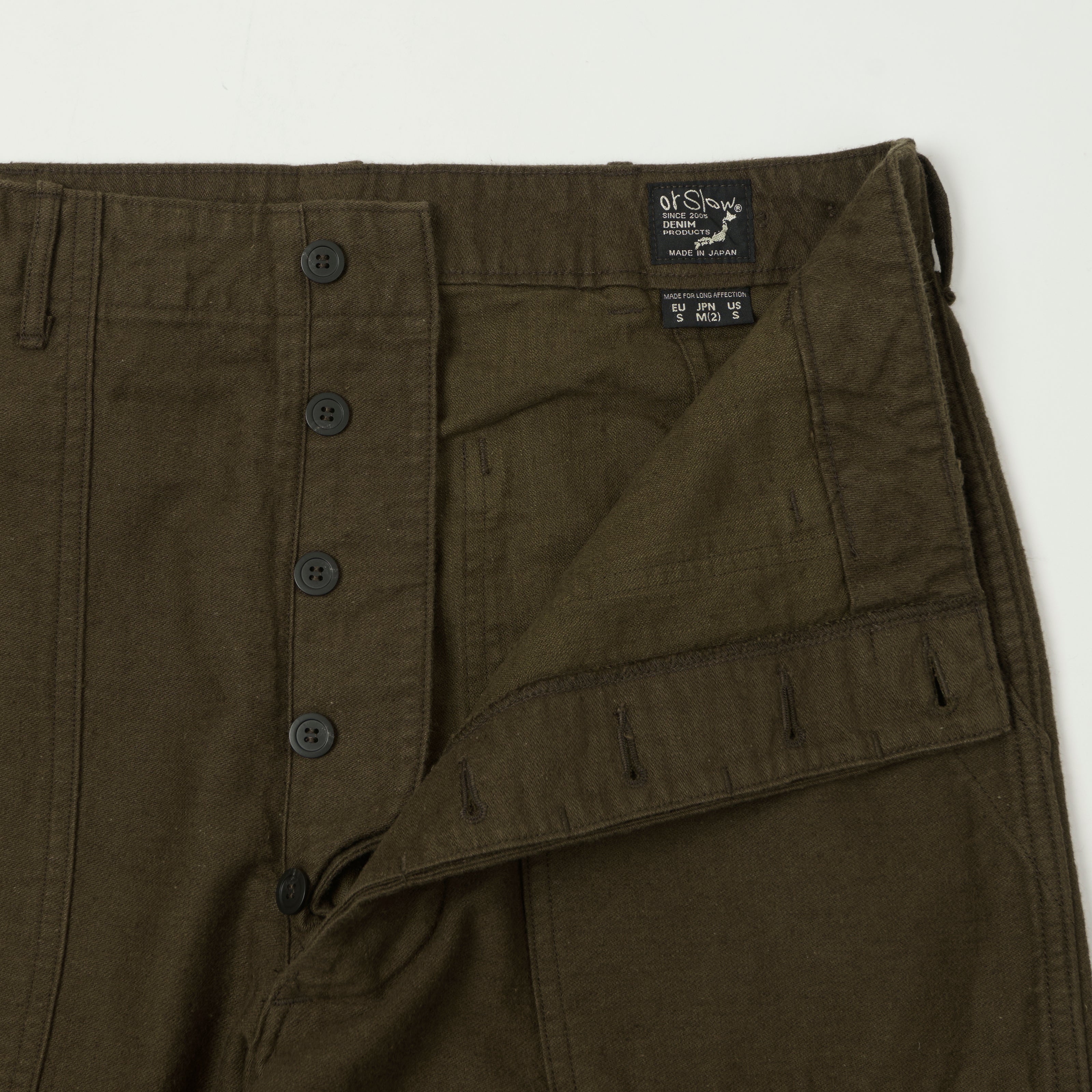 orSlow Brushed Cotton Linen Fatigue Pants - Coffee Brown