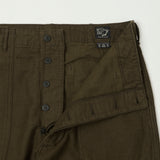 orSlow Brushed Cotton Linen Fatigue Pants - Coffee Brown