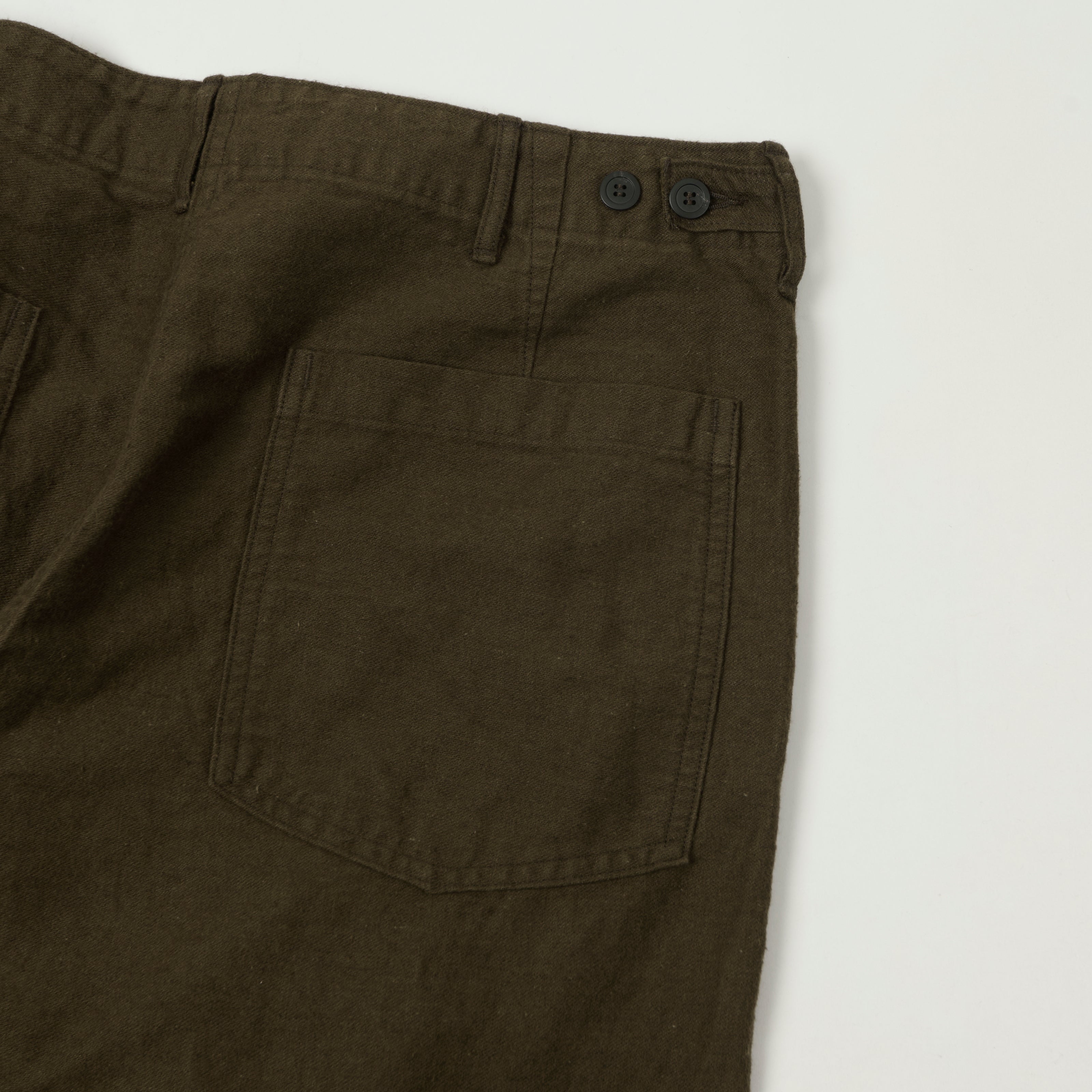 orSlow Brushed Cotton Linen Fatigue Pants - Coffee Brown