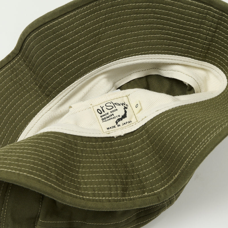 orSlow Herringbone Twill US Navy Hat - Green