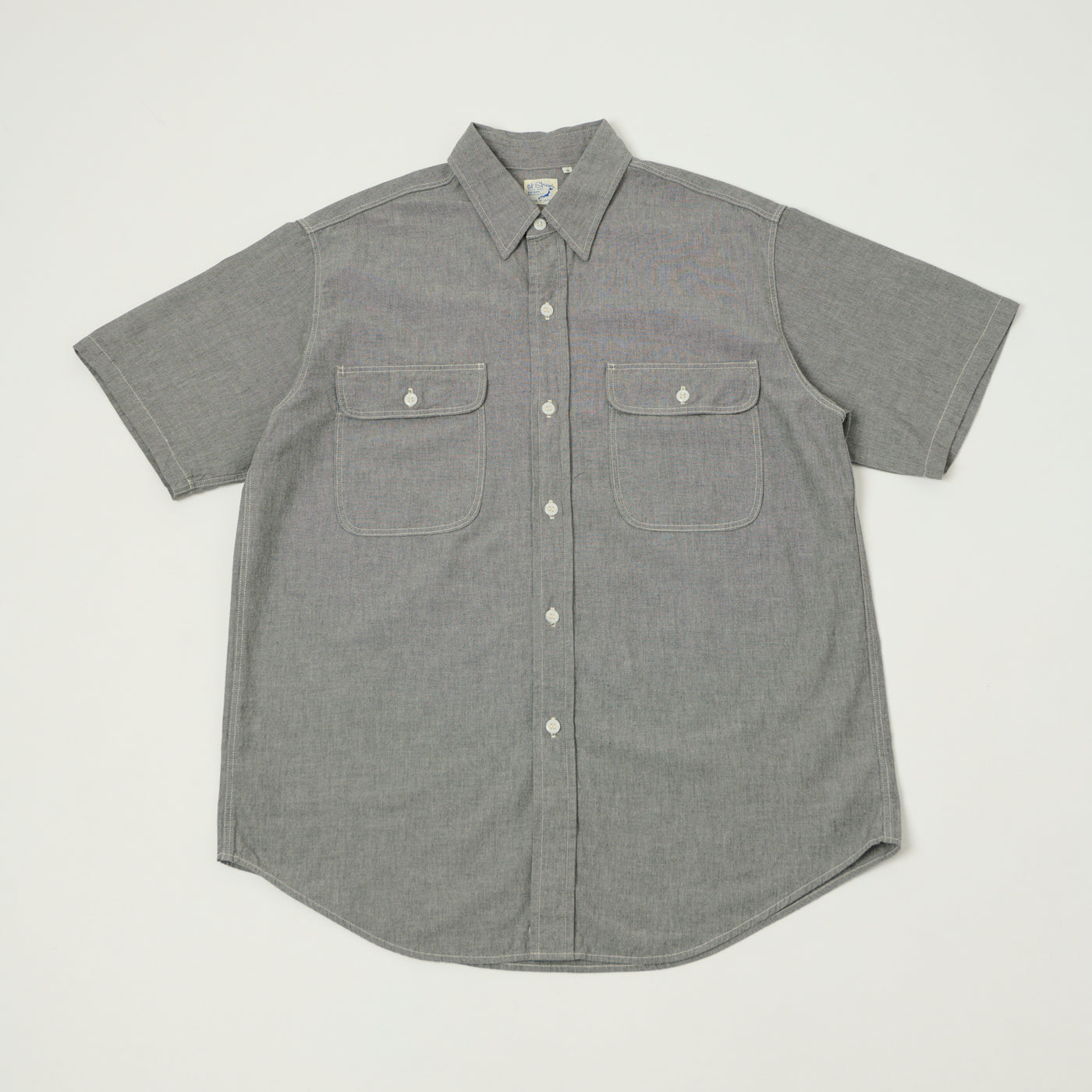 orSlow Short Sleeve Chambray Work Shirt - Grey
