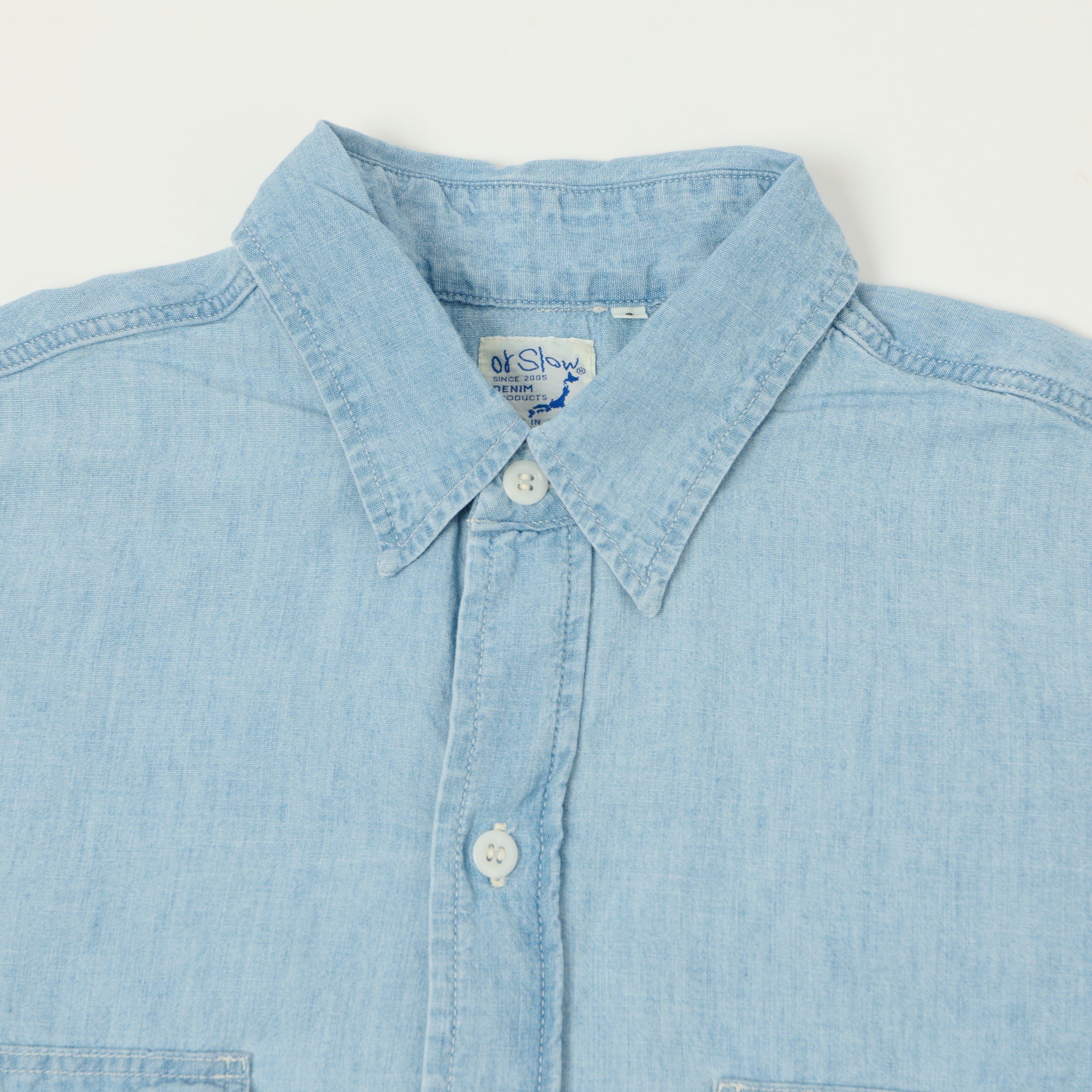 orSlow Vintage Chambray Work Shirt - Bleach Wash