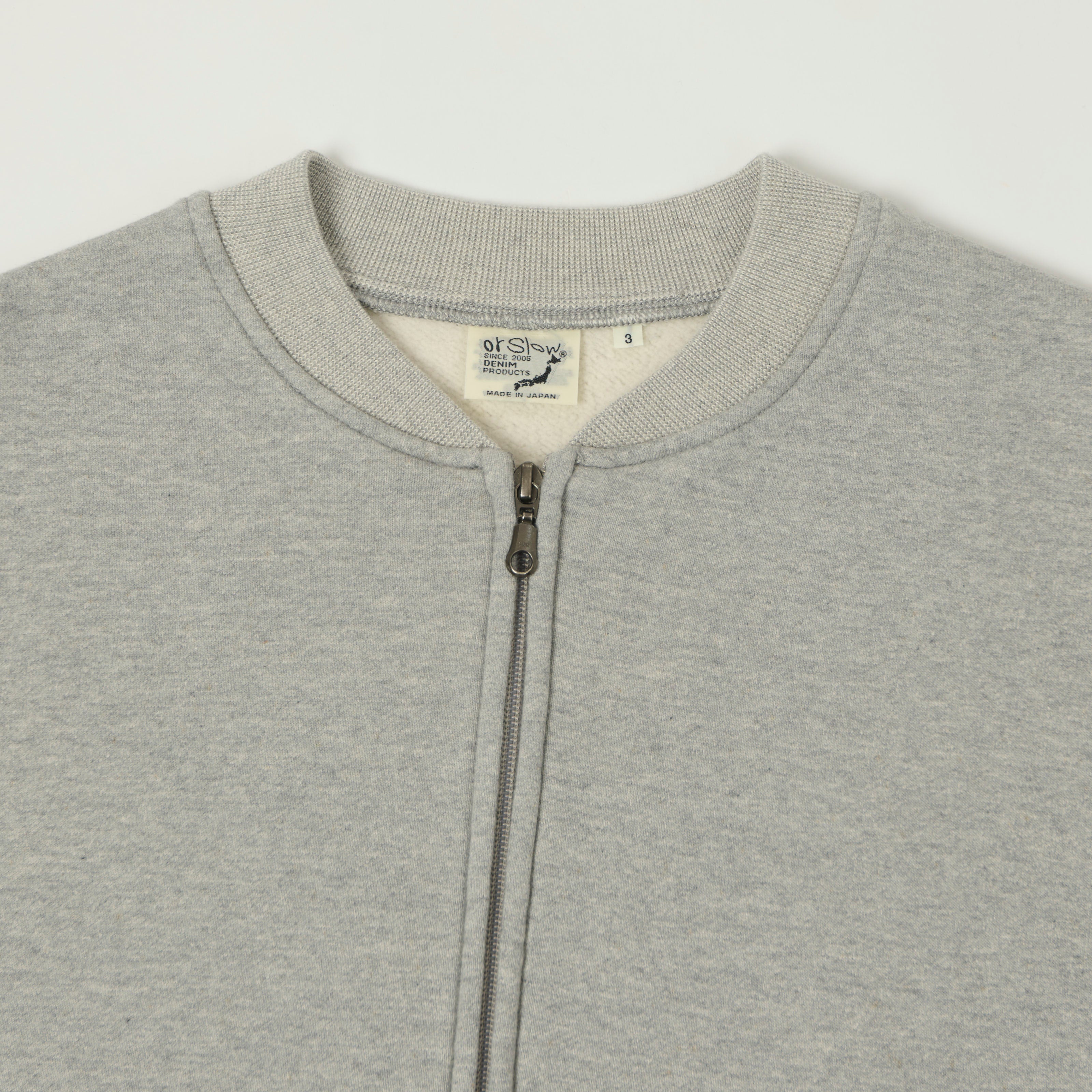 orSlow Zip Through Heavyweight Sweatshirt - Heather Grey
