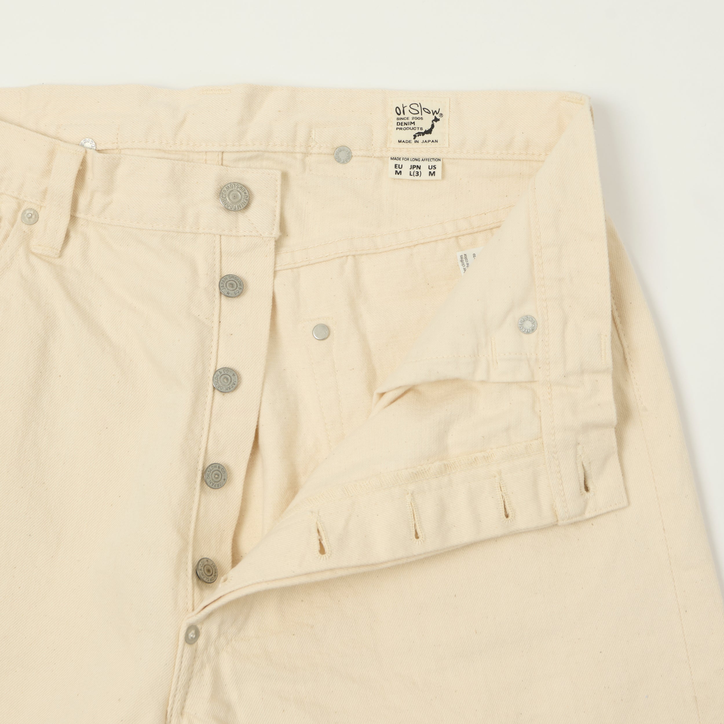 orSlow 'Grandad's' Cinch Back Regular Straight Jean - Ecru