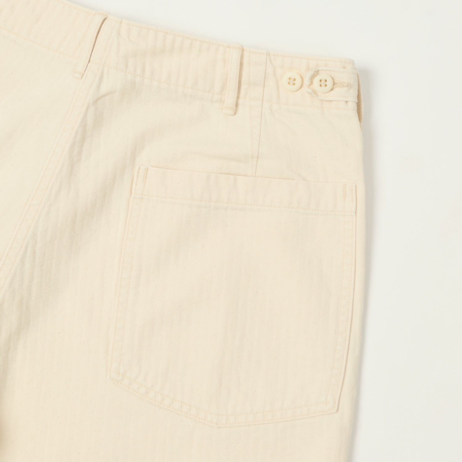 orSlow Herringbone Twill Fatigue Shorts - Ecru