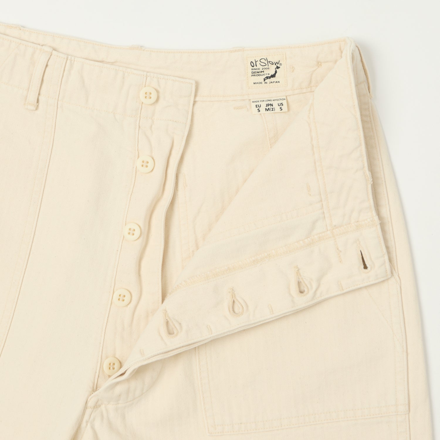 orSlow Herringbone Twill Fatigue Shorts - Ecru