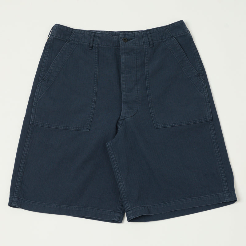 orSlow Herringbone Twill Summer Fatigue Shorts - Navy