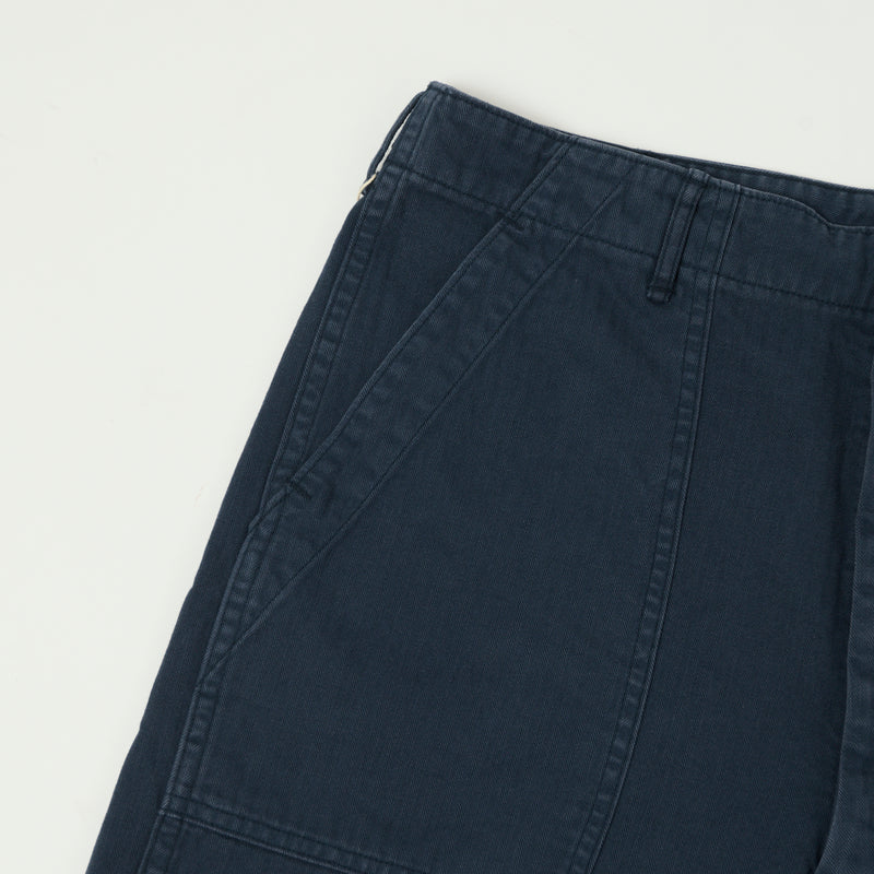 orSlow Herringbone Twill Summer Fatigue Shorts - Navy