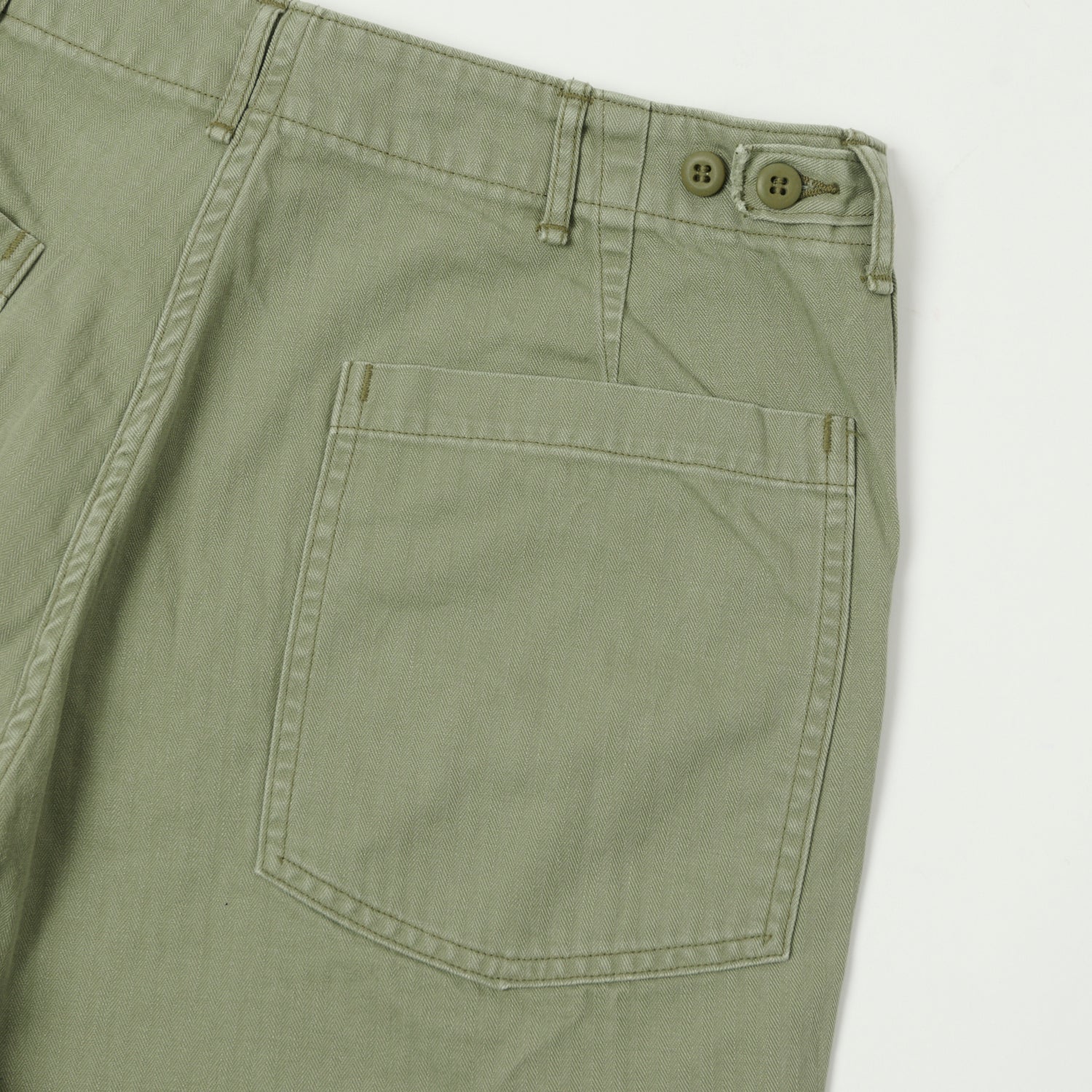 orSlow Herringbone Twill Fatigue Shorts - Green