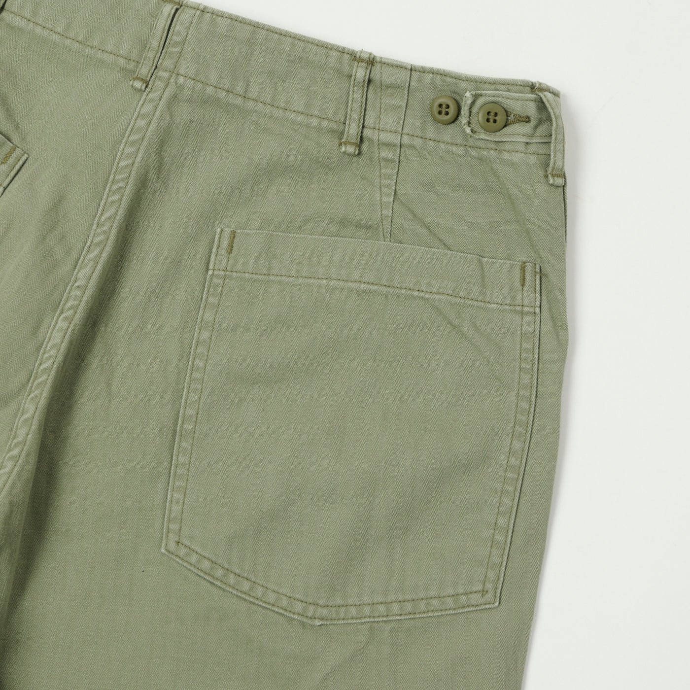 orSlow Herringbone Twill Summer Fatigue Shorts - Green | SON