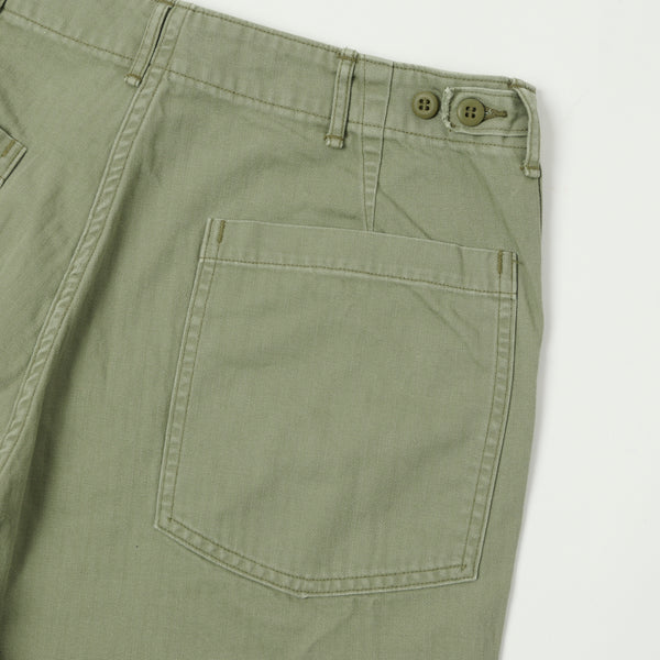 orSlow Herringbone Twill Summer Fatigue Shorts - Green