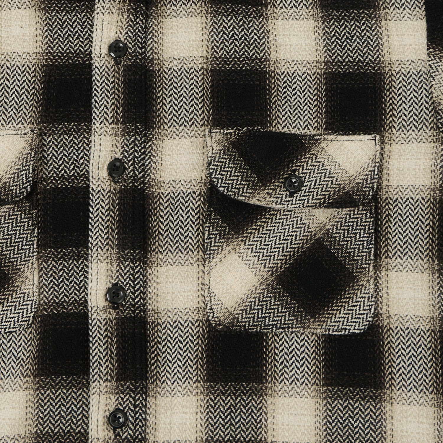 orSlow Herringbone Buffalo Check Flannel Shirt - Black/White