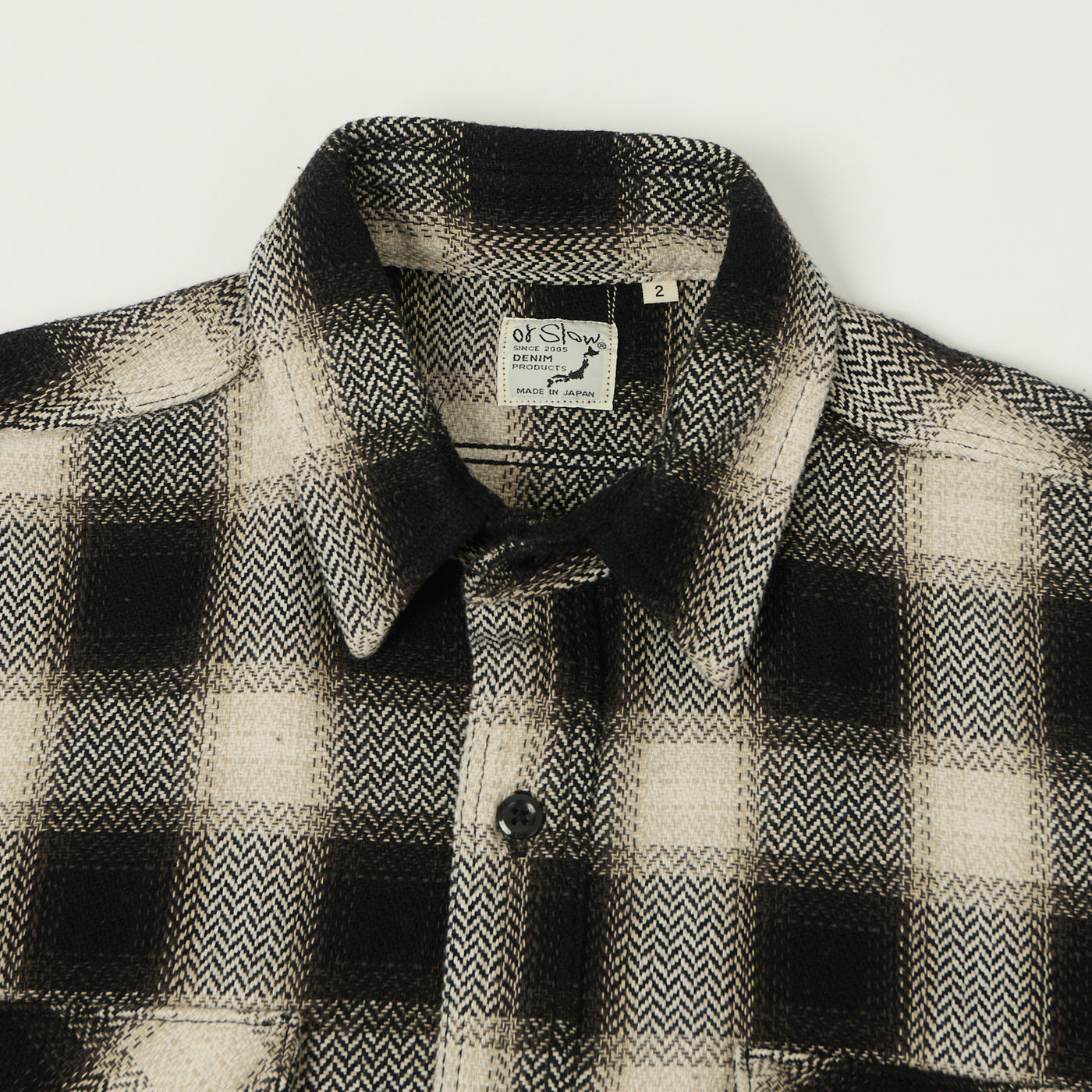 orSlow Herringbone Buffalo Check Flannel Shirt - Black/White