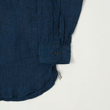 orSlow Relaxed Fit Linen Check Work Shirt - Indigo