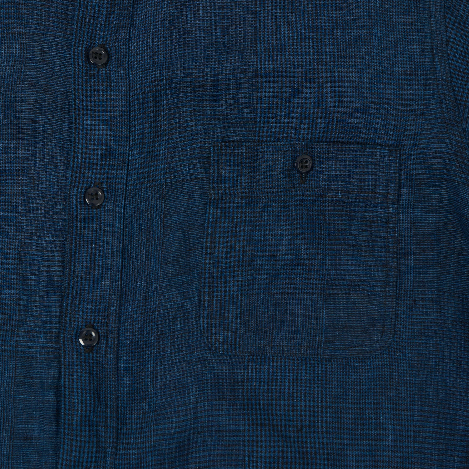 orSlow Linen Poplin Check Work Shirt - Indigo