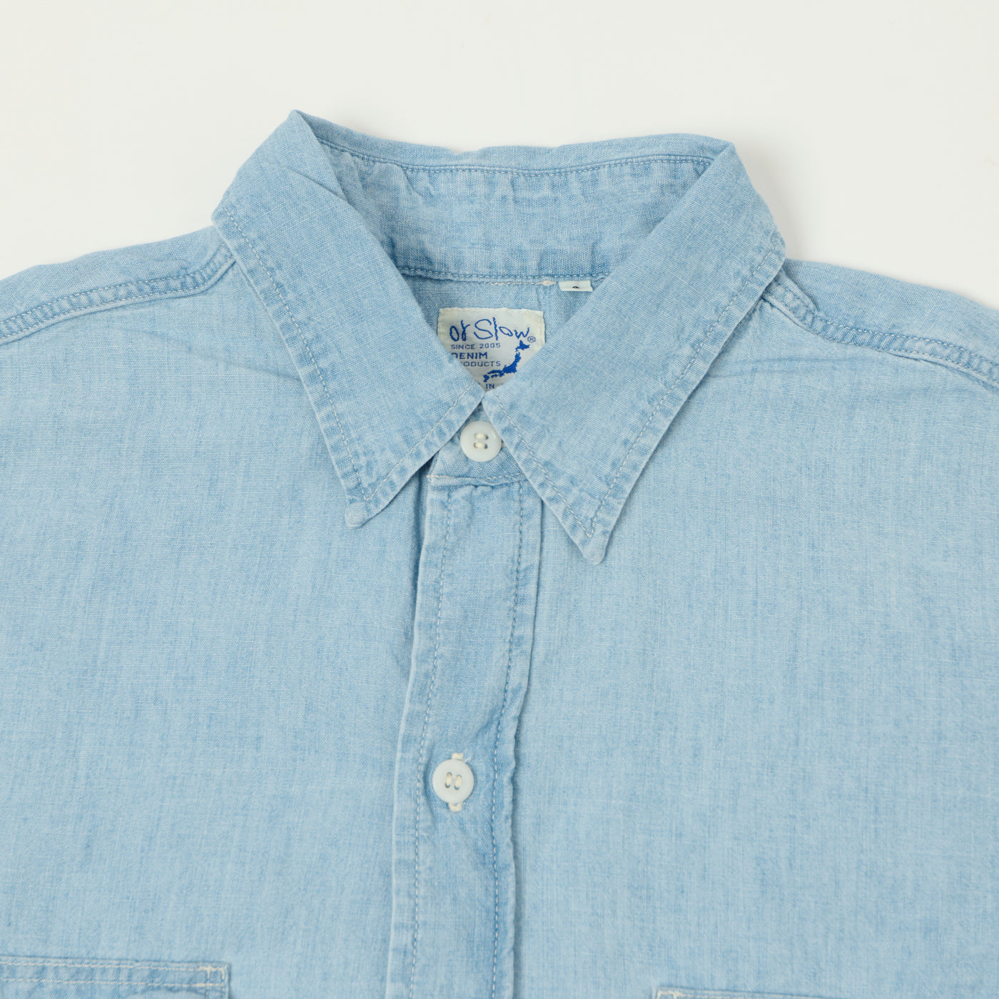 orSlow Vintage Chambray Work Shirt - Sky Blue
