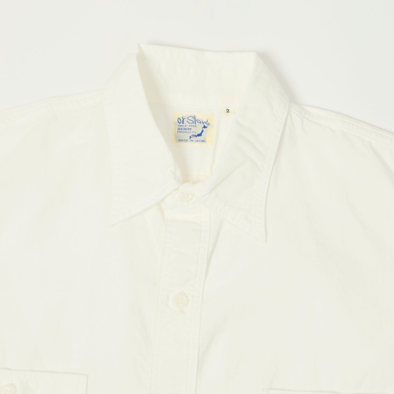 orSlow Short Sleeve Chambray Work Shirt - White