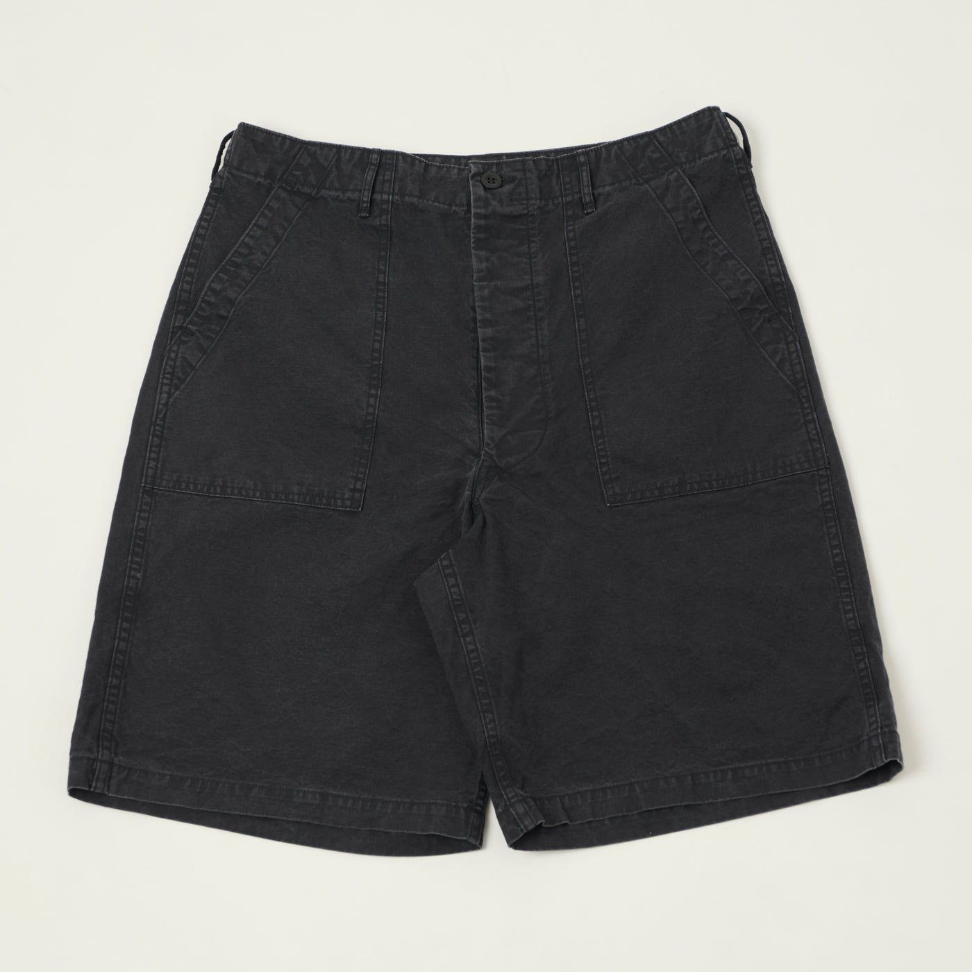 orSlow Lightweight Canvas Summer Fatigue Shorts - Black