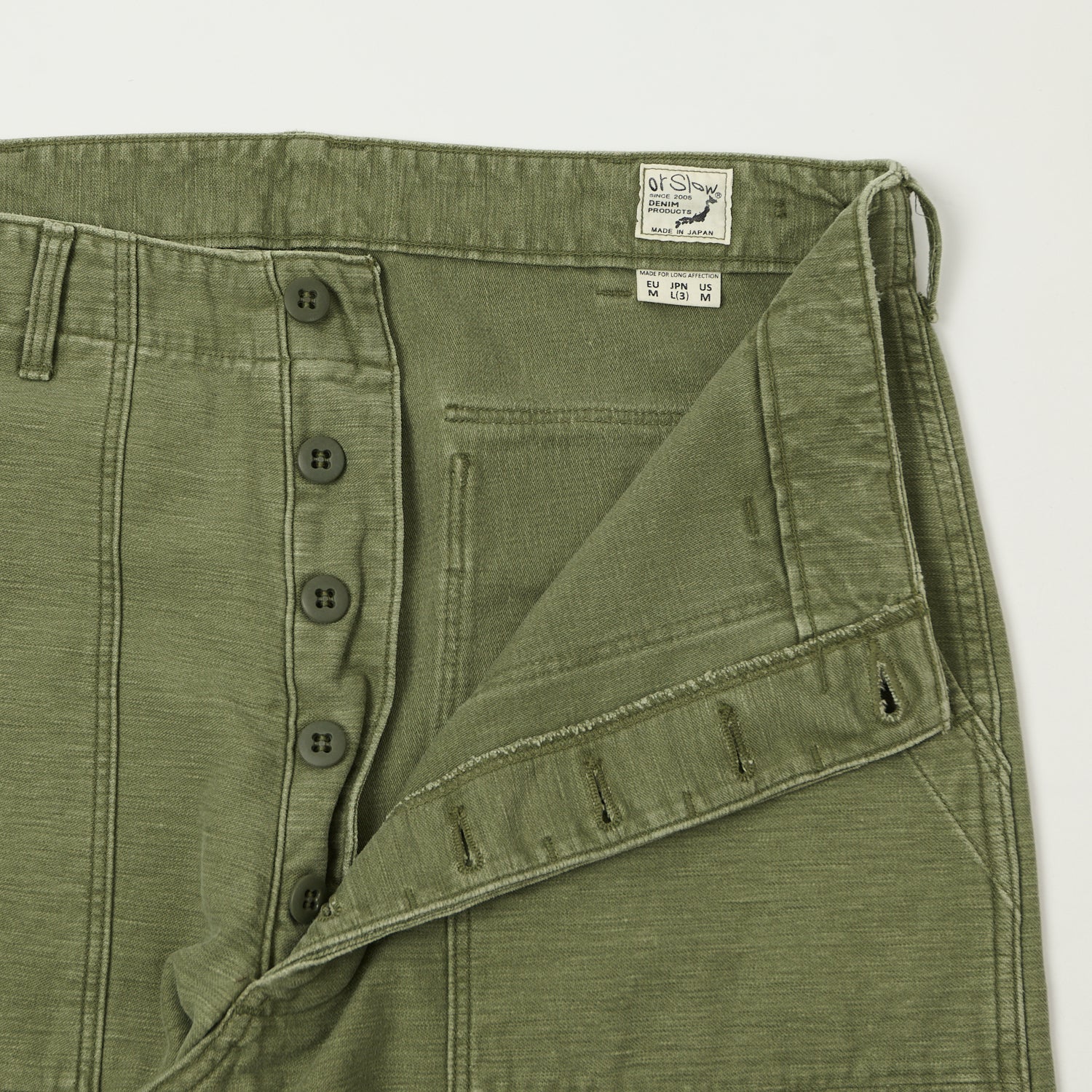 orSlow Vintage Fit U.S. Army Fatigue Trousers - Olive Stone Wash