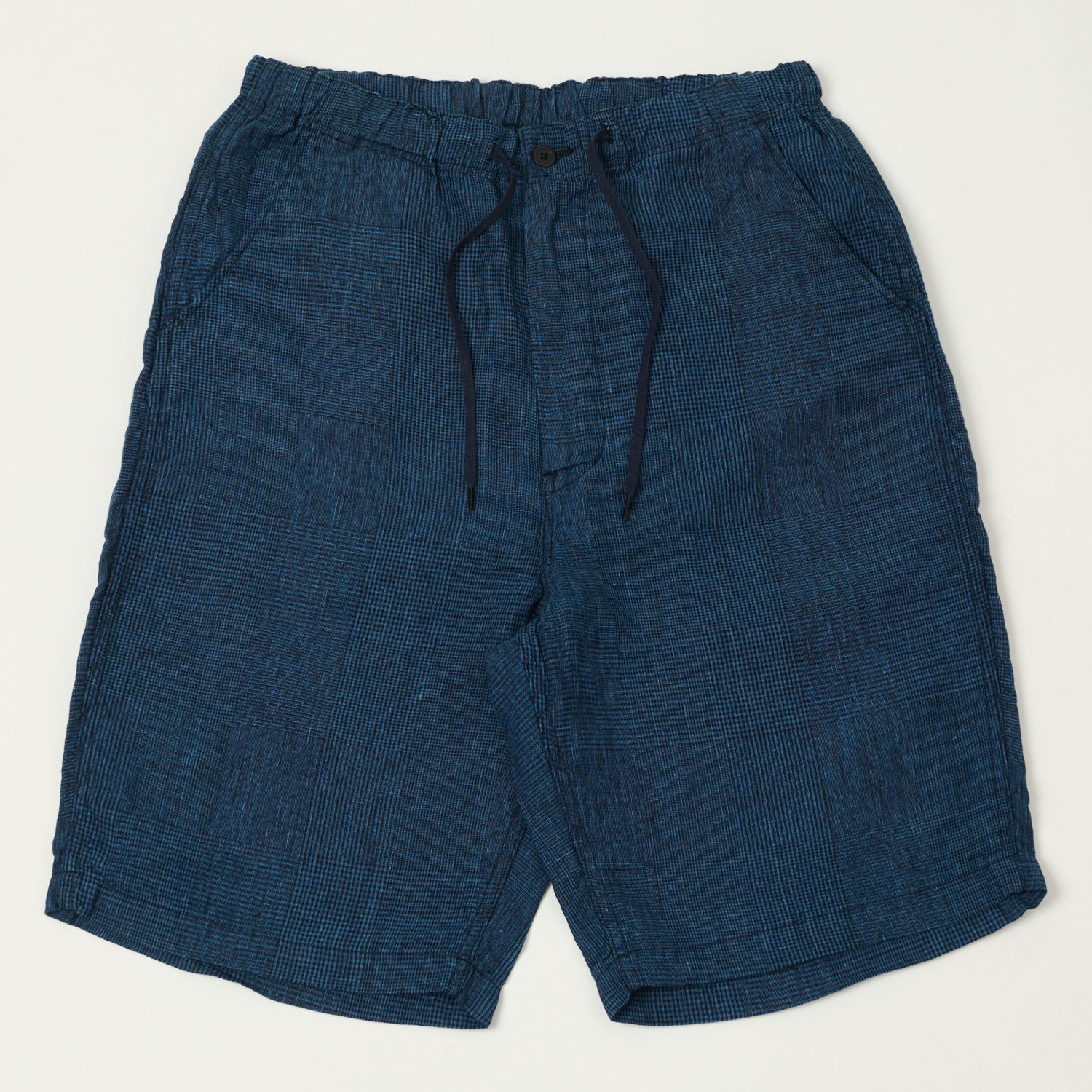 orSlow Linen Poplin Check New Yorker Shorts - Indigo Check – SON