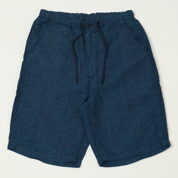 orSlow Linen Poplin Check New Yorker Shorts - Indigo Check – SON