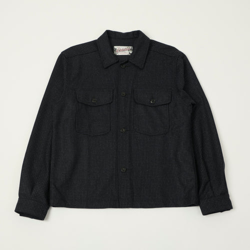 Outclass Wool Camp Shirt - Charcoal Houndstooth