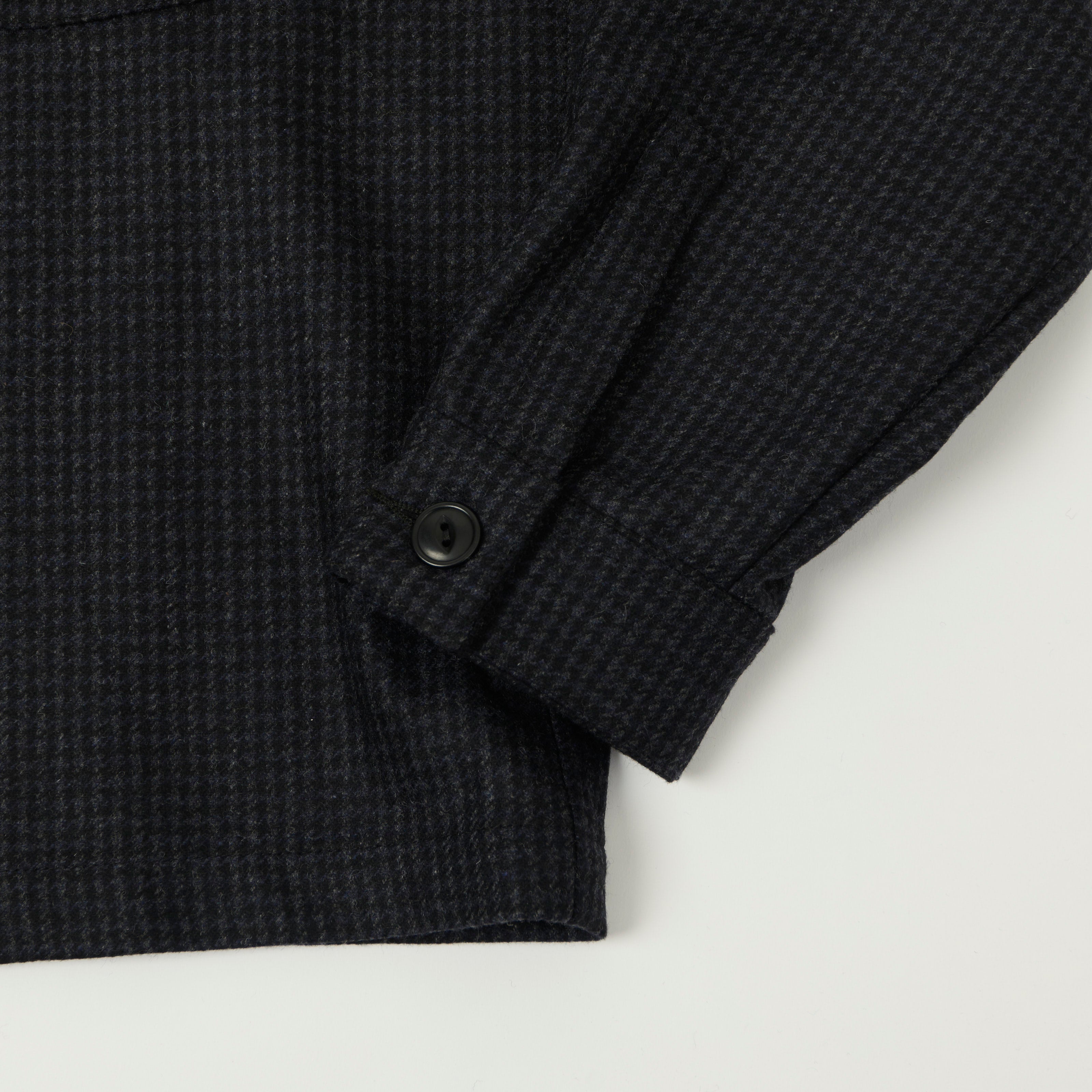 Outclass Wool Camp Shirt - Charcoal Houndstooth