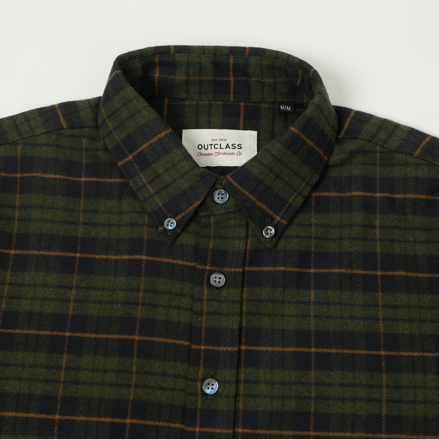 Outclass Classic Button Down Flannel Shirt - Hunter Plaid