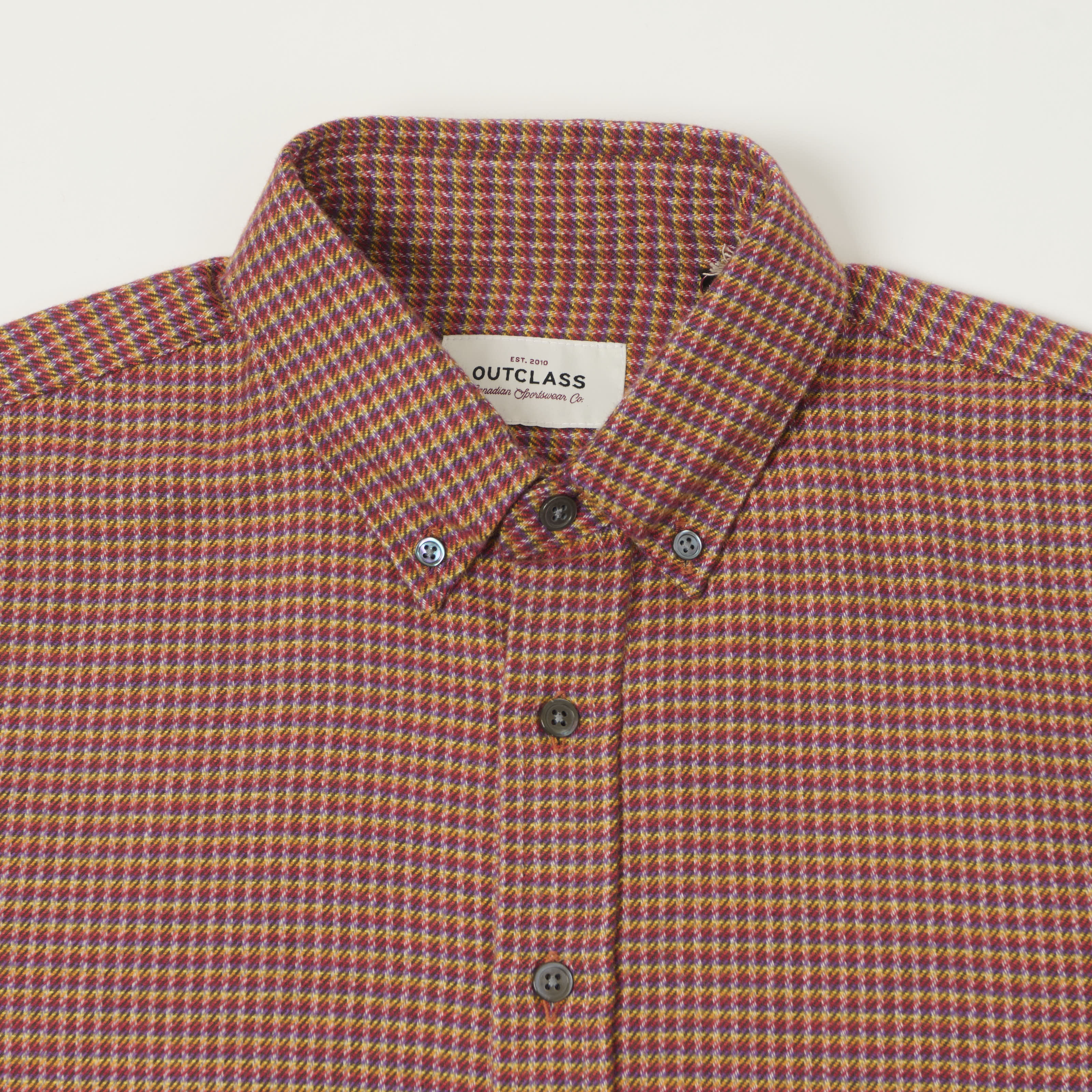 Outclass Classic Button Down Flannel Shirt - Sunset Micro Plaid